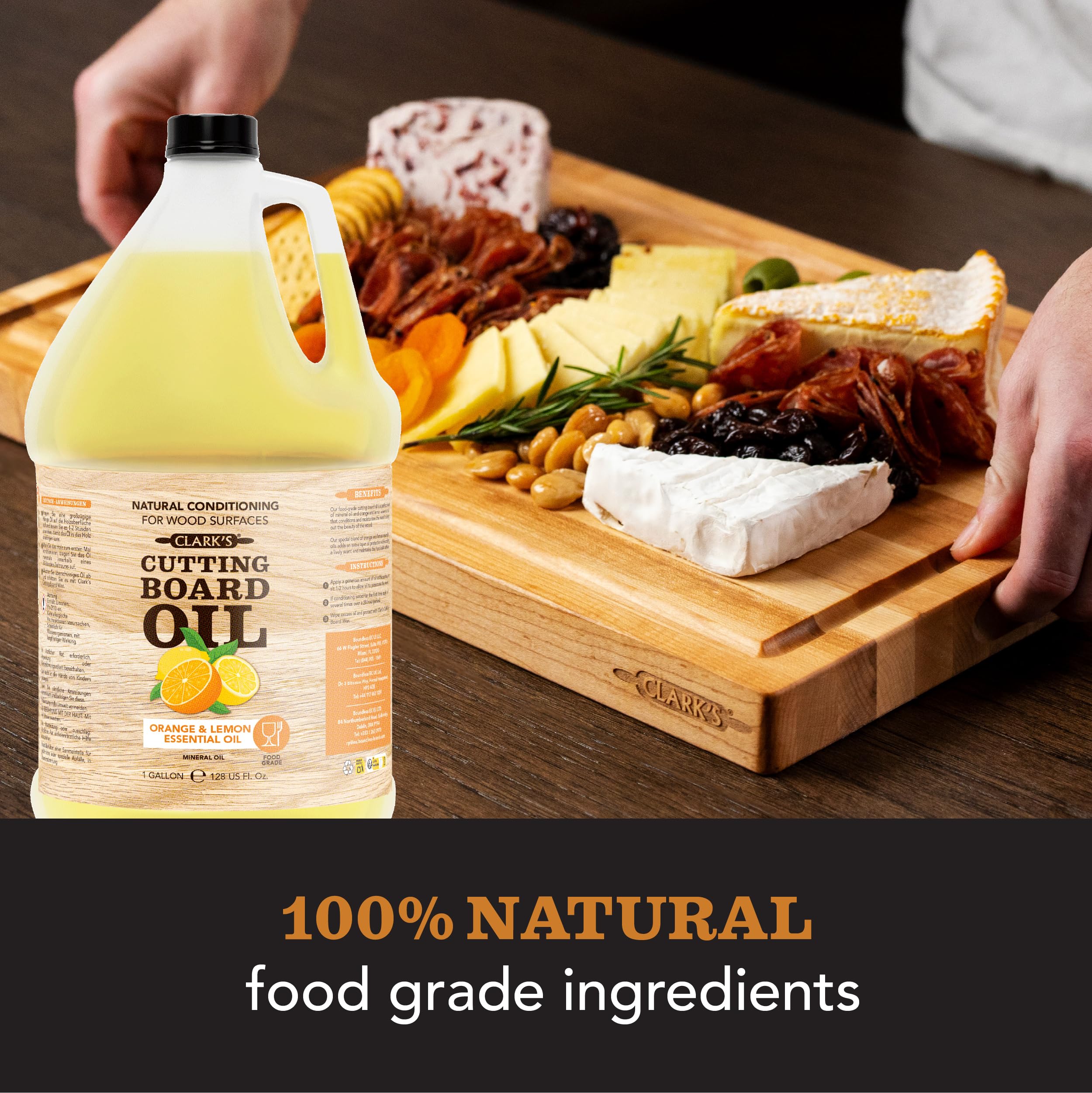 CLARK'S Cutting Board Oil - Food Grade Mineral Oil for Wood Cutting Board - Scented with Orange and Lemon Essential Oils - Butcher Block Conditioner - Restores All Wood - Made in USA, 1 Gallon - Image 7