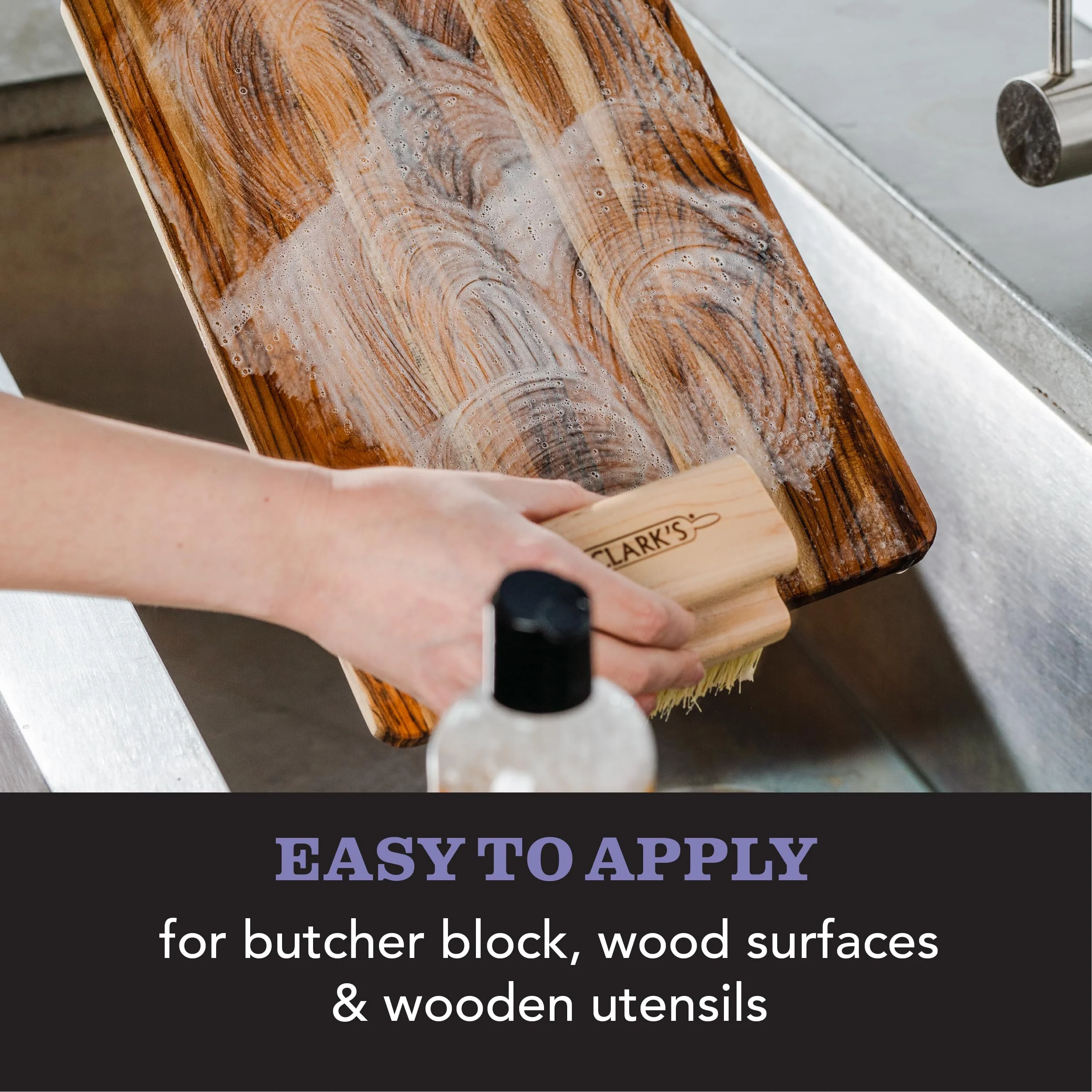 CLARK'S Cutting Board Organic Soap - Enriched with Lavender & Rosemary Oils - Cleaner for Butcher Block, Countertop and Utensils - Cleans and Restores Wood - Use Before Food Grade Mineral Oil - Image 7