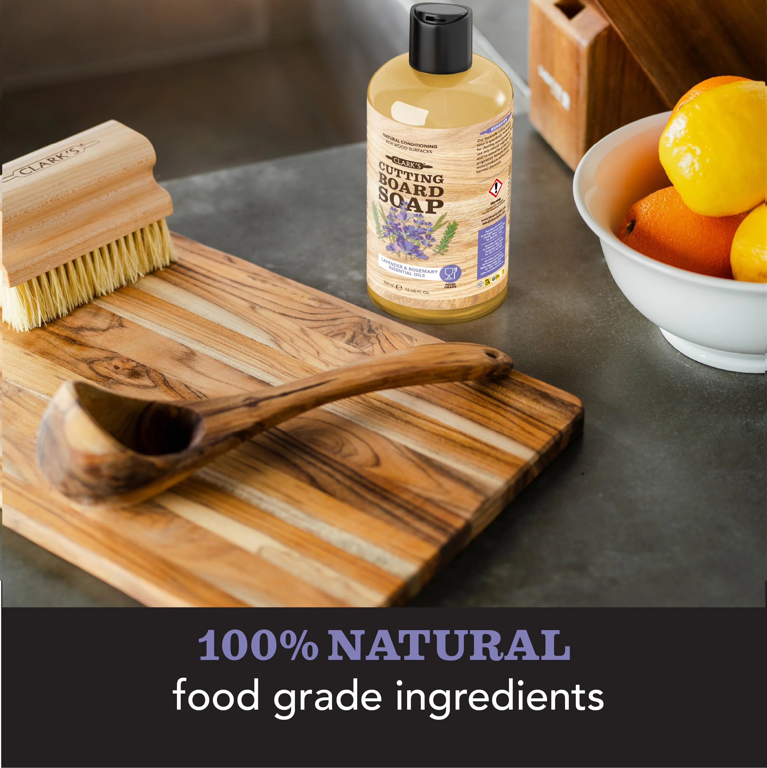 CLARK'S Cutting Board Organic Soap - Enriched with Lavender & Rosemary Oils - Cleaner for Butcher Block, Countertop and Utensils - Cleans and Restores Wood - Use Before Food Grade Mineral Oil - Image 8