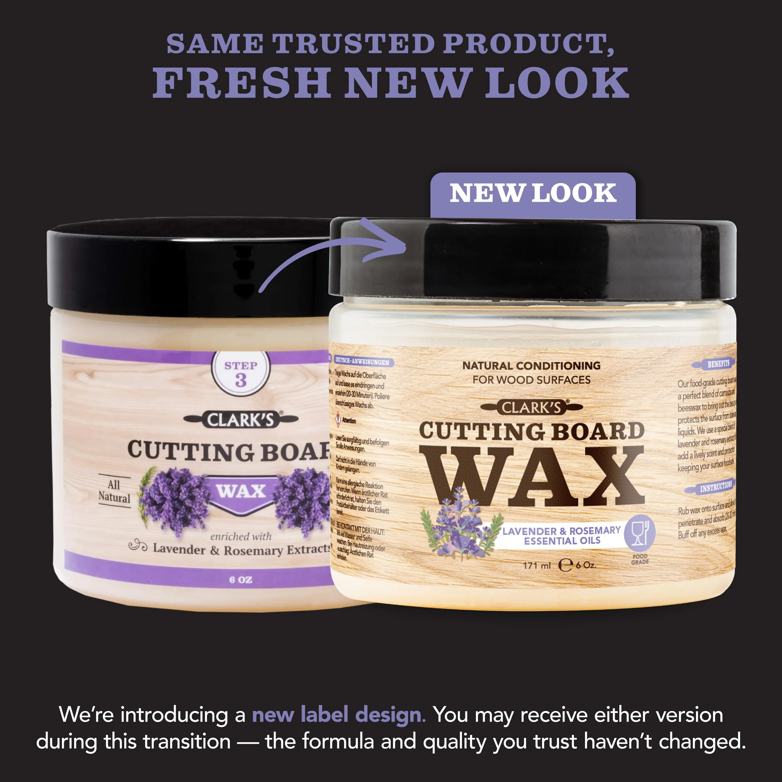 CLARK'S Cutting Board Wax - 2-in-1 Wood Butter & Food Grade Mineral Oil with Beeswax – Butcher Block Conditioner for Cutting Boards – Lavender & Rosemary Essential Oil Scent – Made in USA, 6oz - Image 5