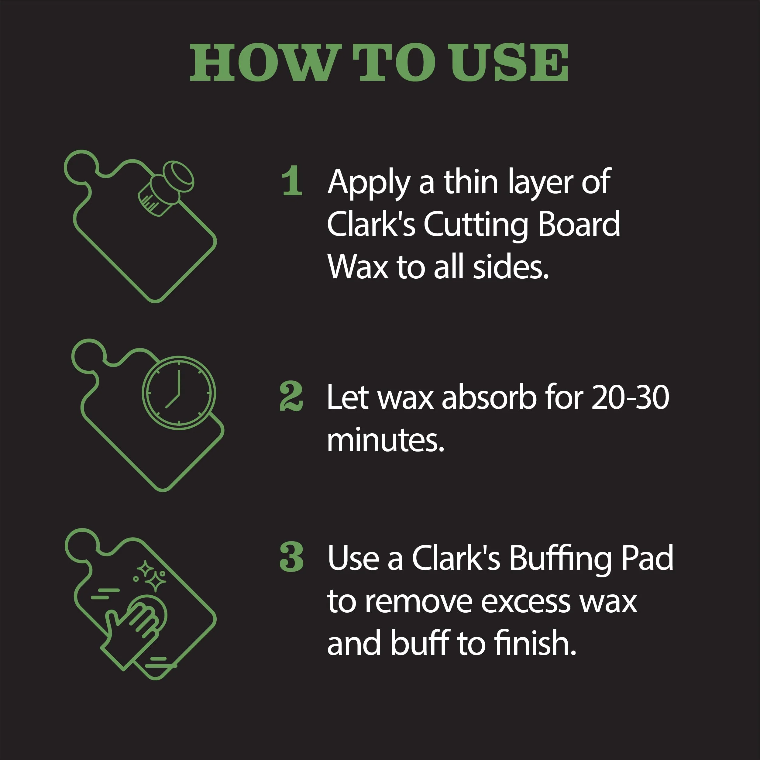 CLARK'S Food Grade Mineral Oil (12oz) and Carnauba Wax (6oz) Set - 100% Natural Butcher Block Oil and Cutting Board Wax - Food Safe Beeswax and Wood Cutting Board Oil with Lemongrass Extract - Image 2