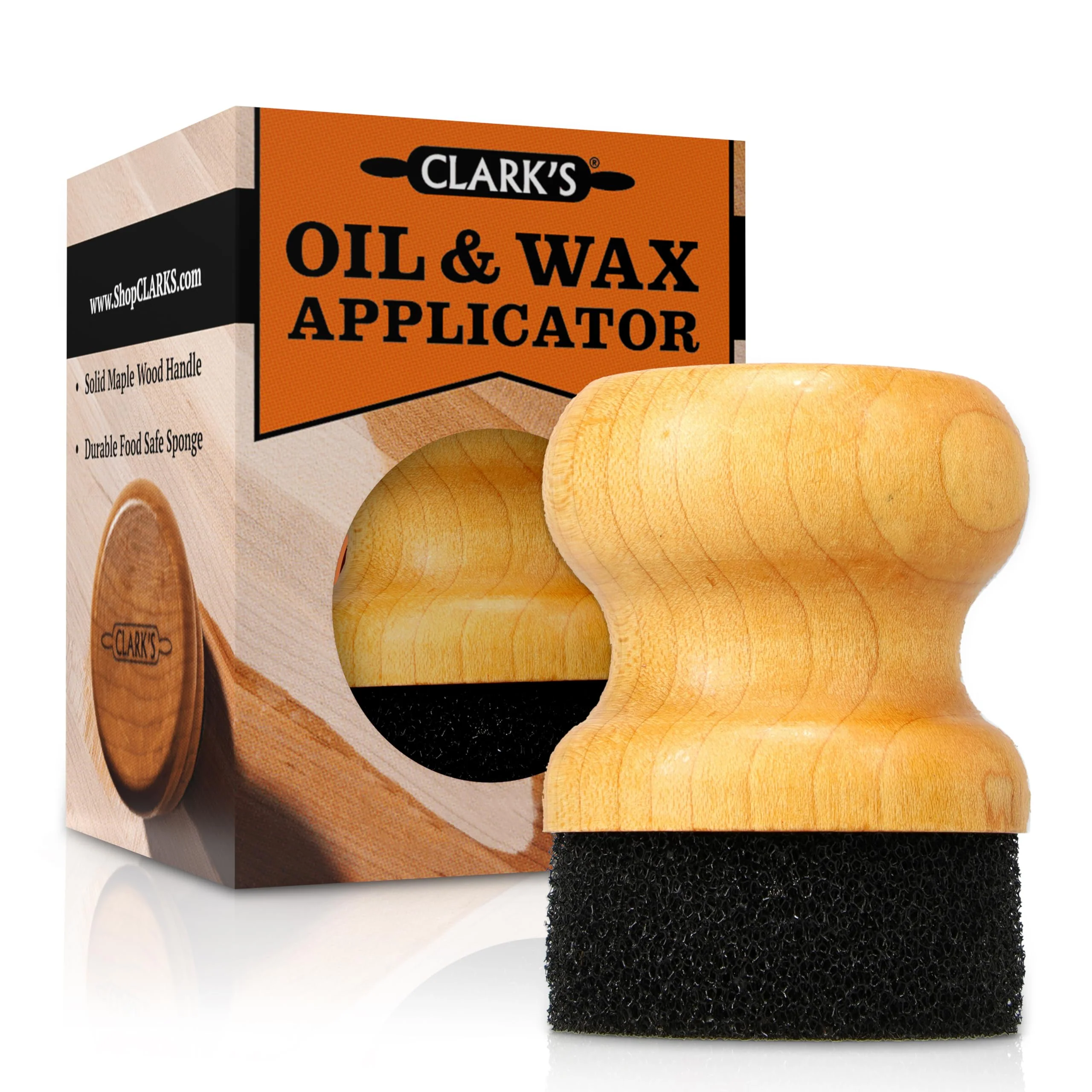 CLARK'S Food Grade Mineral Oil & Wax Applicator for Round Wood Cutting Board, Butcher Blocks, Bamboo, and Utensils – USA Maple Construction