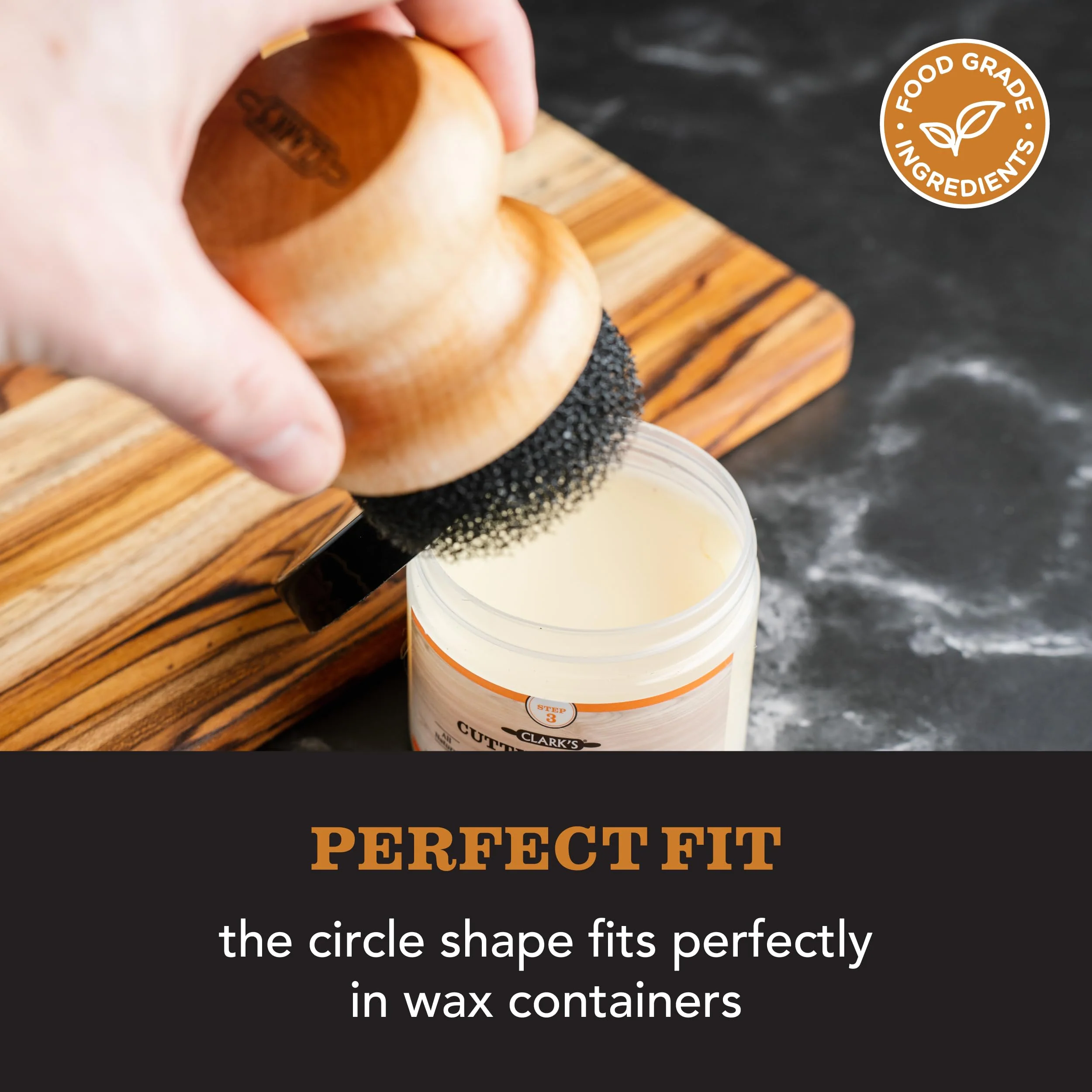CLARK'S Food Grade Mineral Oil & Wax Applicator for Round Wood Cutting Board, Butcher Blocks, Bamboo, and Utensils – USA Maple Construction - Image 7