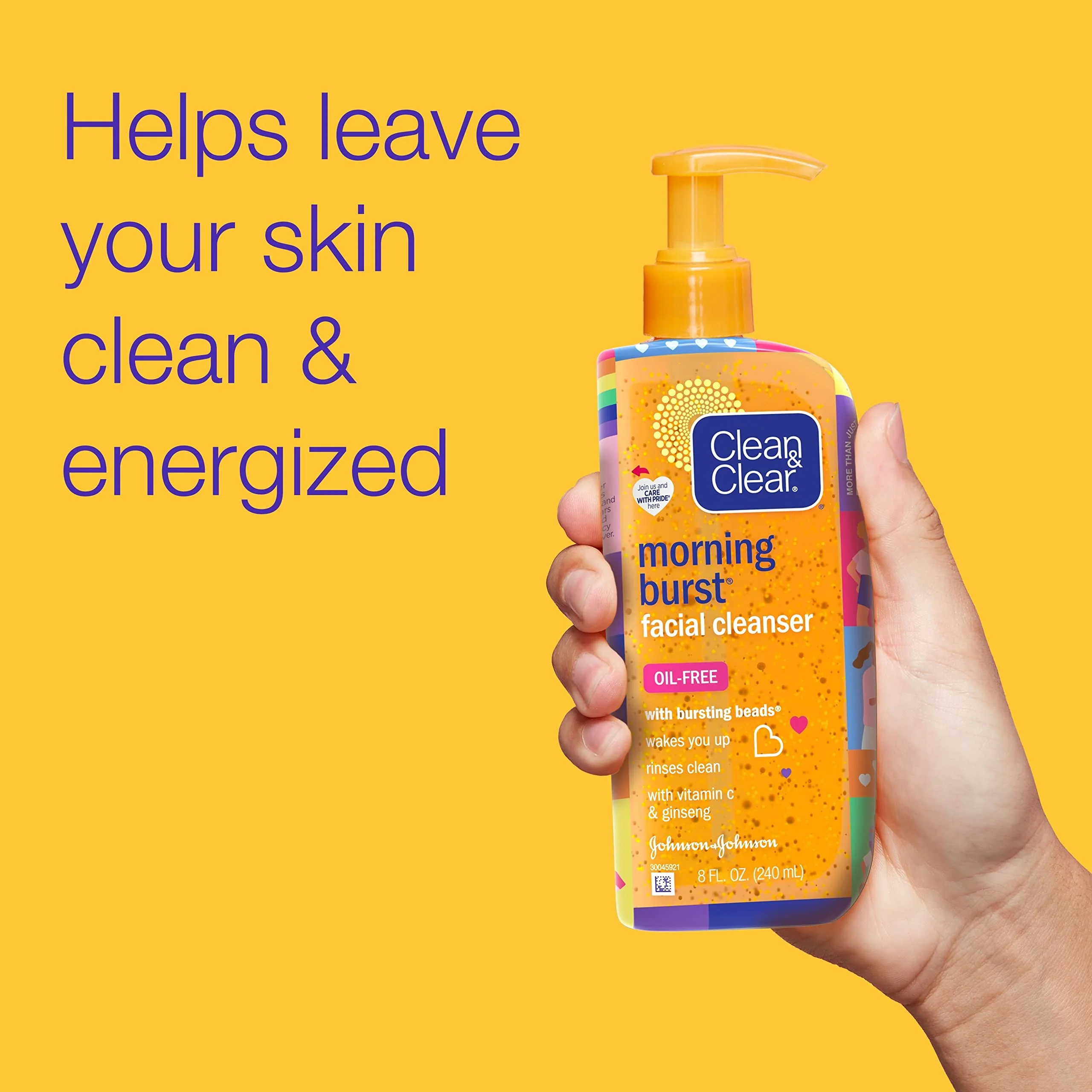 Clean & Clear Morning Burst Oil-Free Facial Cleanser, Brightening Vitamin C & Ginseng, Daily Face Wash, Hypoallergenic, Special Care with Pride Packaging, Value Two Pack, 8 Fl. Oz - Image 6