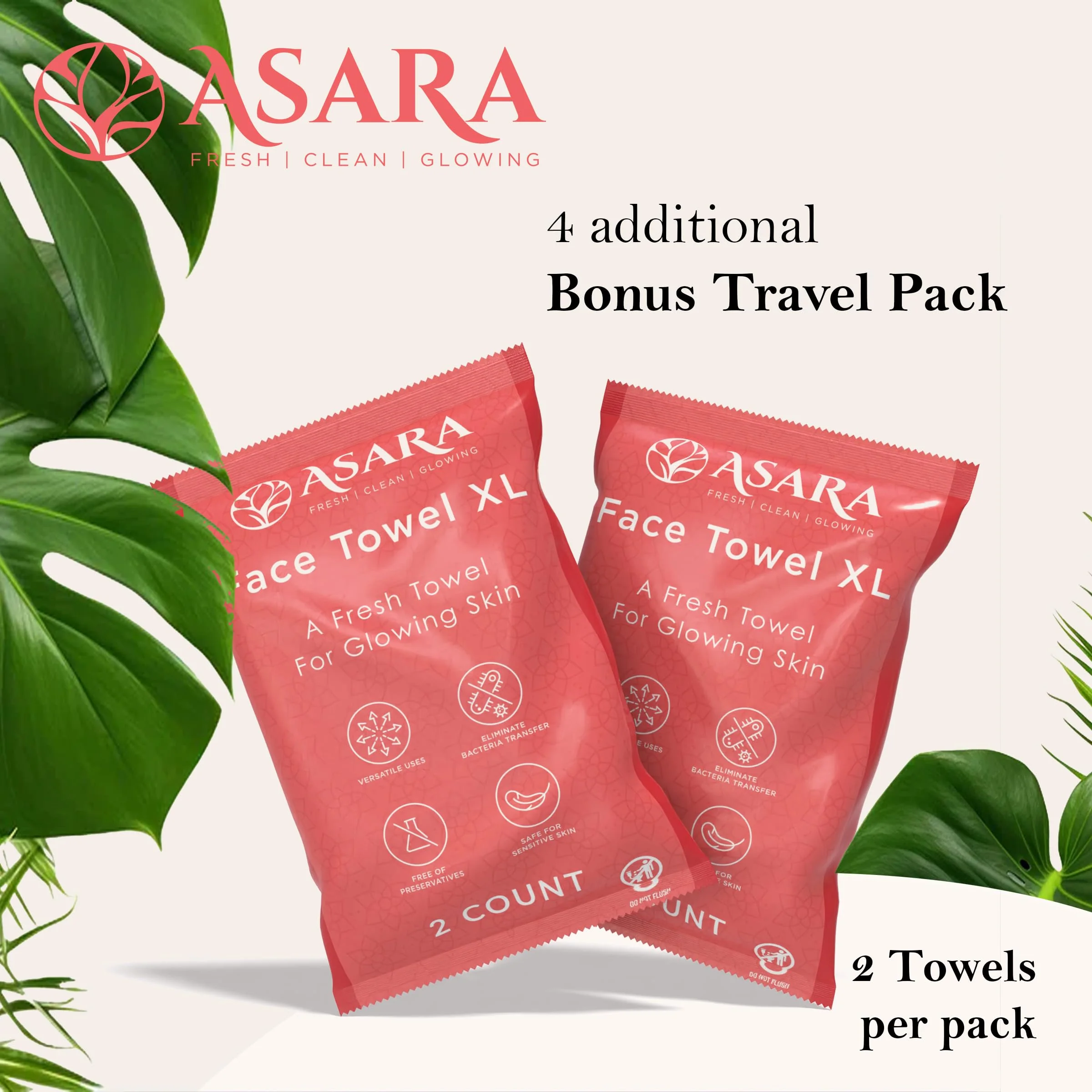 Clean Face Towels Disposable XL Facial Wipes | Add Water As a Makeup Remover | Sensitive Skin Face Towels | Organic Vegan Biodegradable - Clean Daily Towelettes | by Asara (100 Count) - Image 3