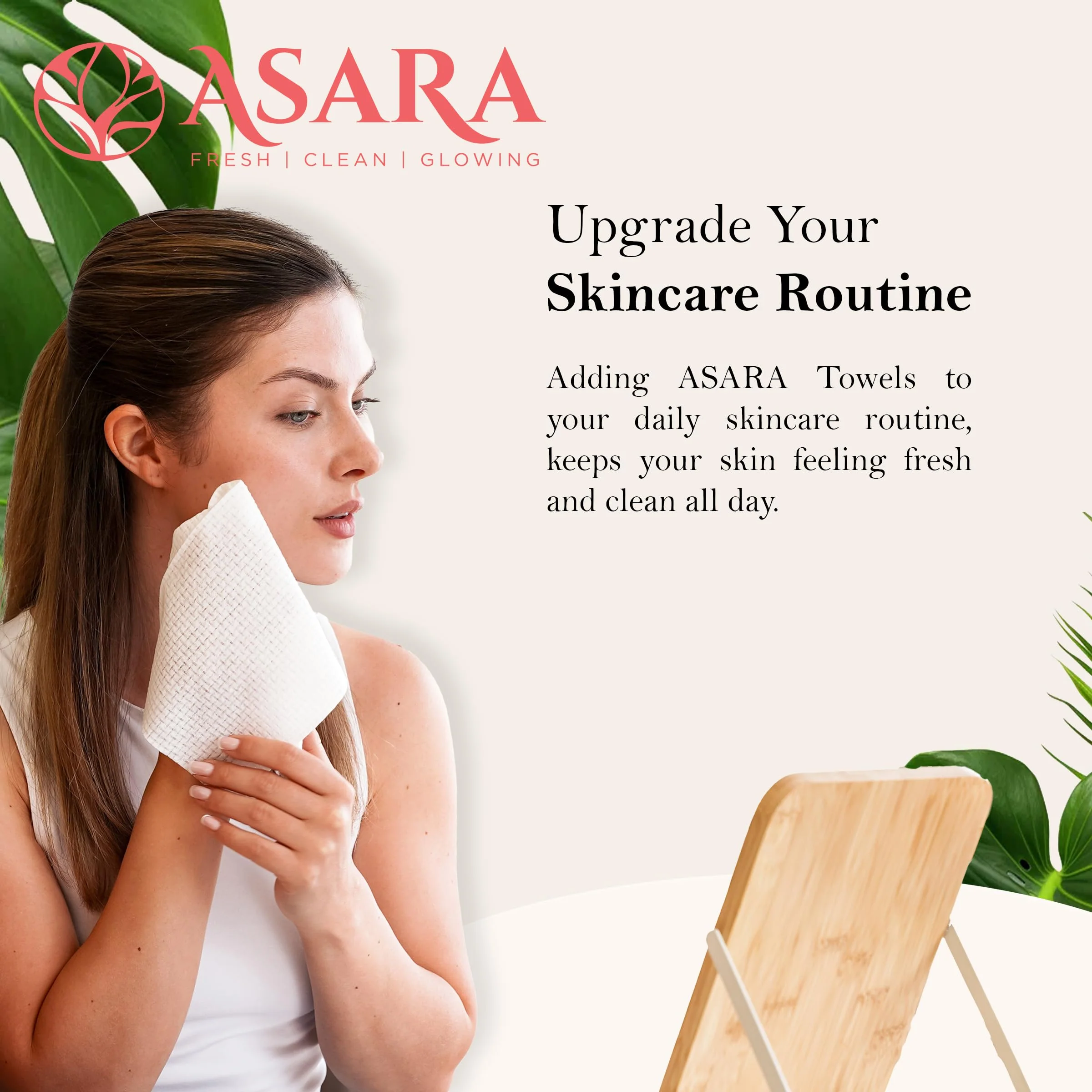 Clean Face Towels Disposable XL Facial Wipes | Add Water As a Makeup Remover | Sensitive Skin Face Towels | Organic Vegan Biodegradable - Clean Daily Towelettes | by Asara (100 Count) - Image 9