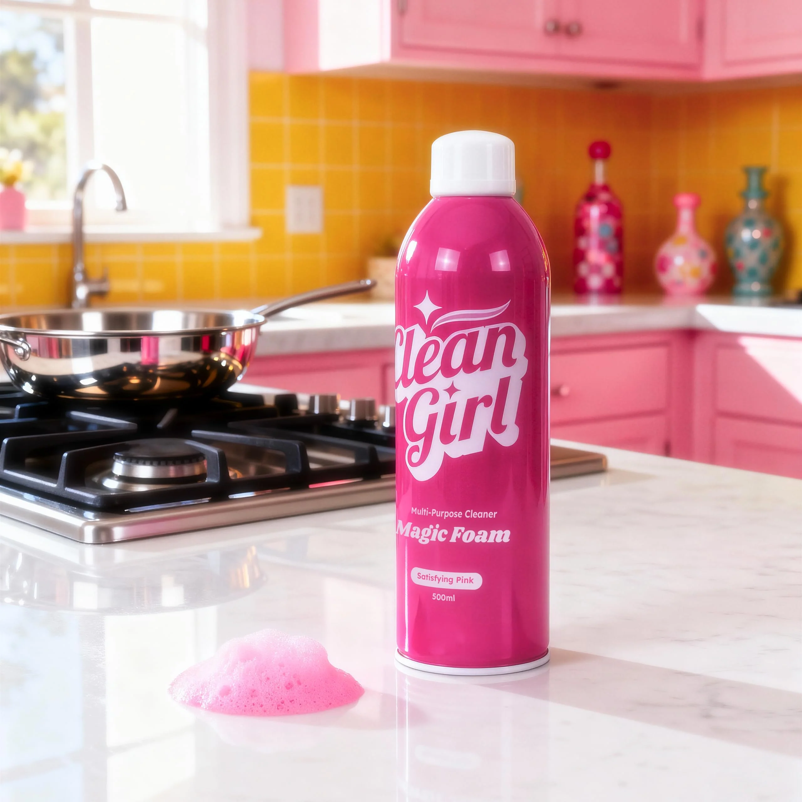 Clean Girl Magic Foam - Satisfying Pink Foaming All-Purpose Cleaner - 500ml Each (Pack of 3) - Image 3
