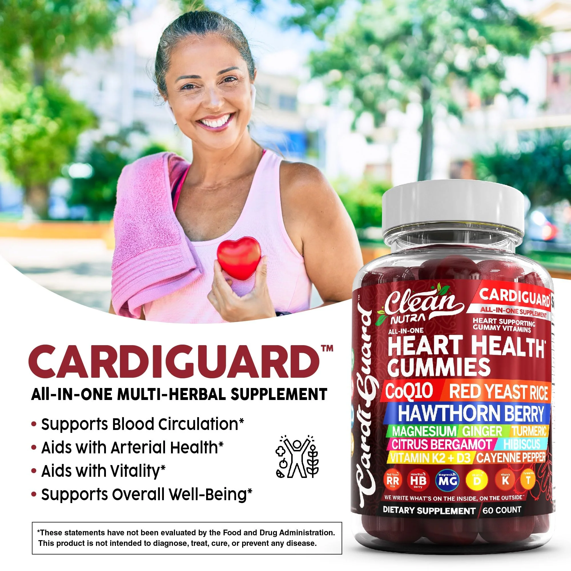 Clean Nutraceuticals Coq10 Gummies | Red Yeast Rice Hawthorn Berry Ginger Turmeric Citrus Bergamot Hibiscus Vitamin K2+D3 Magnesium Glycinate Cayenne Pepper Fenugreek Orange Flavor CardiGuard - Image 3