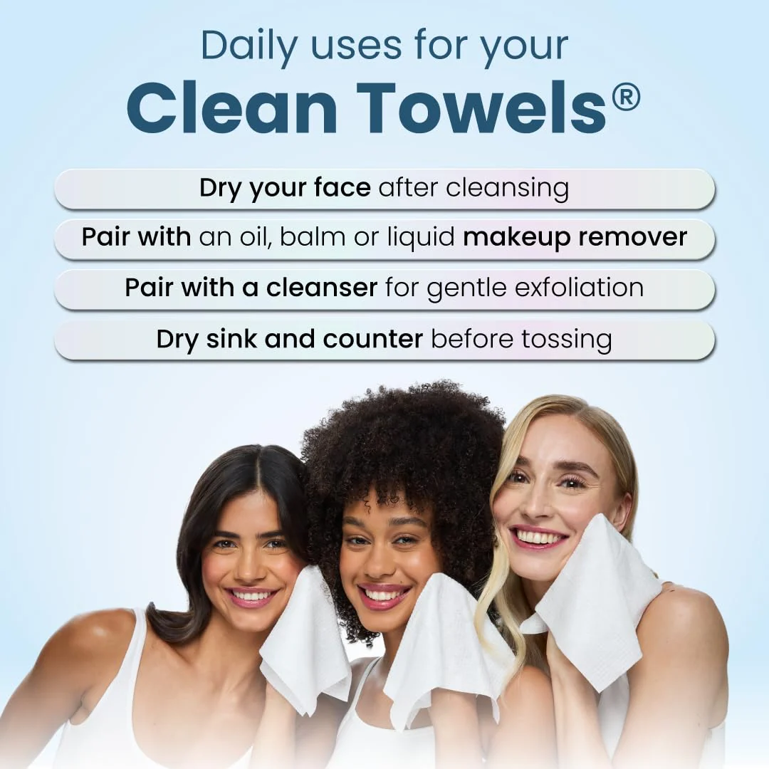 Clean Skin Club Clean Towels® XL Variety 4-Pack Travel Set, Disposable Face Towels, Includes Original, Sensitive, Blemish Control & Healthy Aging, 40 Count Total, 10 Each - Image 3