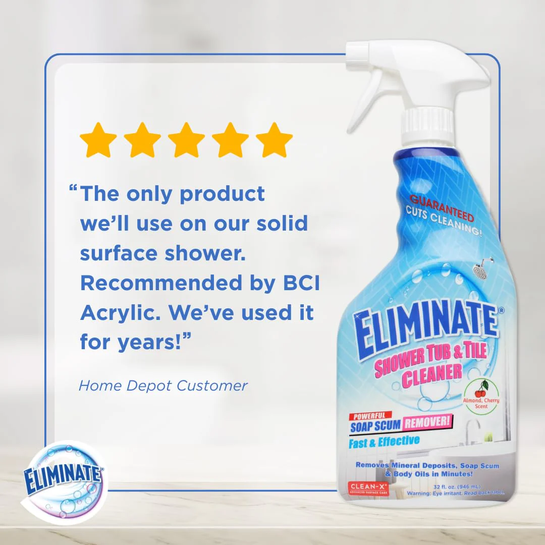 Clean-X Eliminate Shower Tub & Tile Cleaner- 32 fl oz. - Shower Cleaner. Powerful Cleaner removes soap scum and hard water minerals by UNELKO Invisible Shield (2 Pack) - Image 4