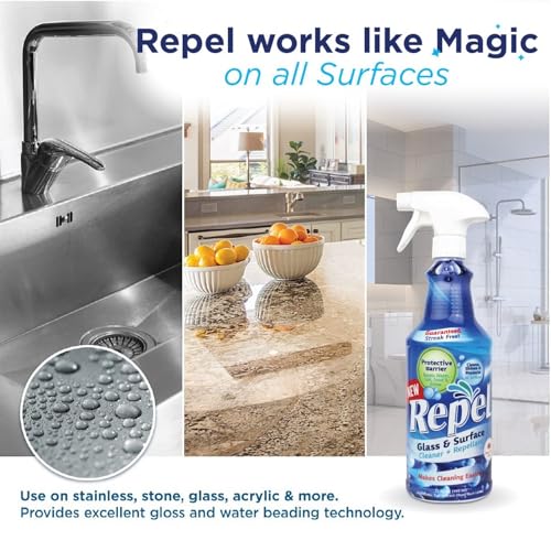 Clean-X REPEL Glass & Surface Cleaner 32 fl. oz. - Cleans & Repels water spots and dirt on glass, mirror, tile and multi surface by UNELKO (2) - Image 2