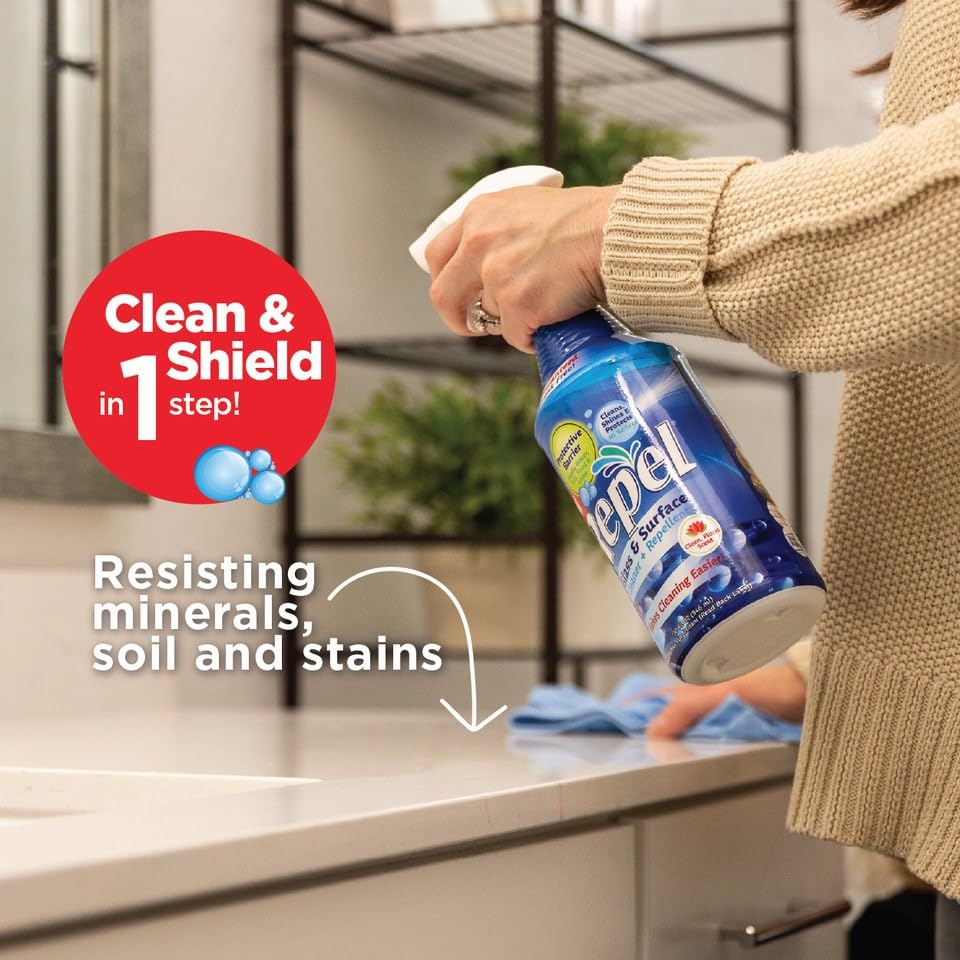 Clean-X REPEL Glass & Surface Cleaner 32 fl. oz. - Cleans & Repels water spots and dirt on glass, mirror, tile and multi surface by UNELKO (2) - Image 4