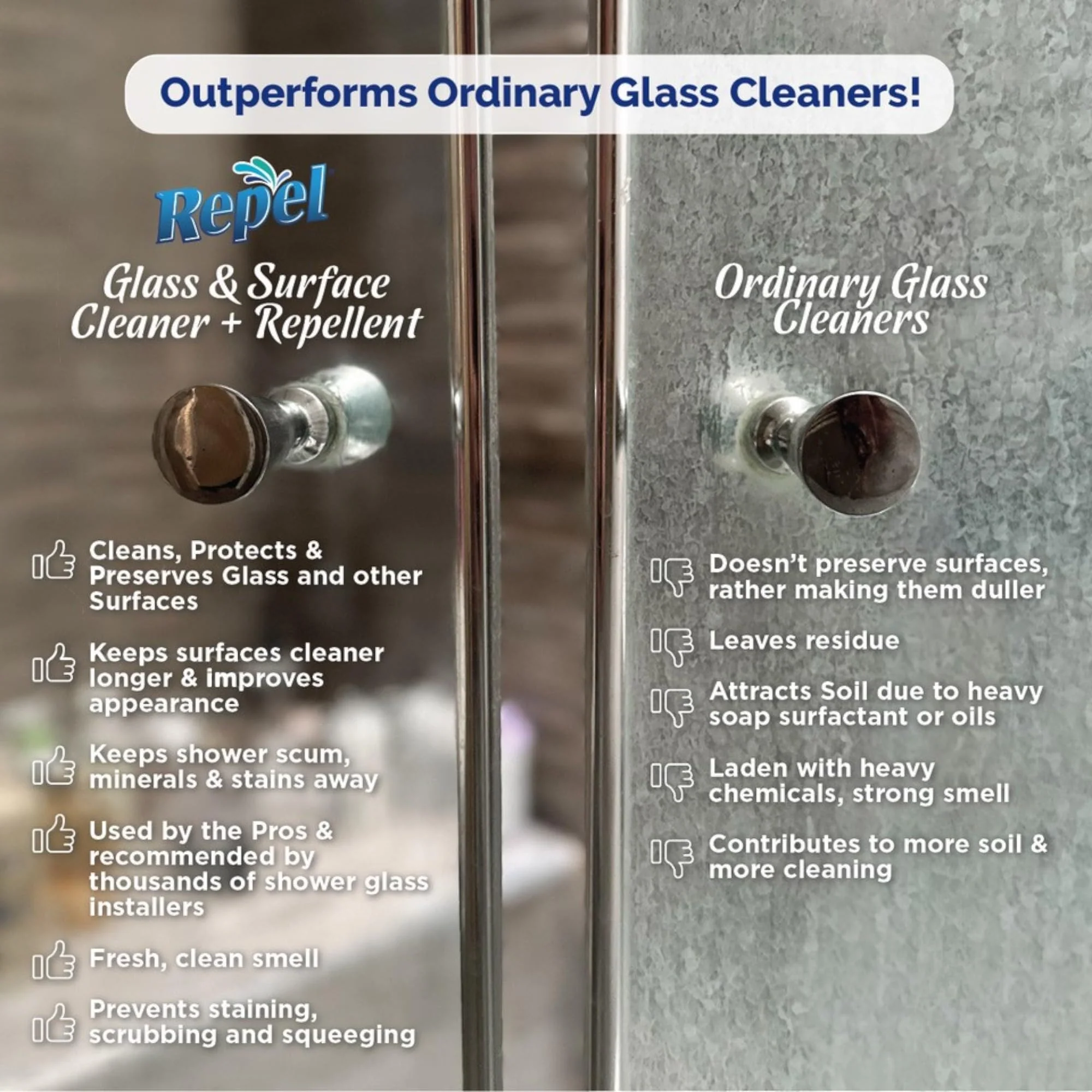 Clean-X REPEL Glass & Surface Cleaner 32 fl. oz. - Cleans & Repels water spots and dirt on glass, mirror, tile and multi surface by UNELKO (2) - Image 9