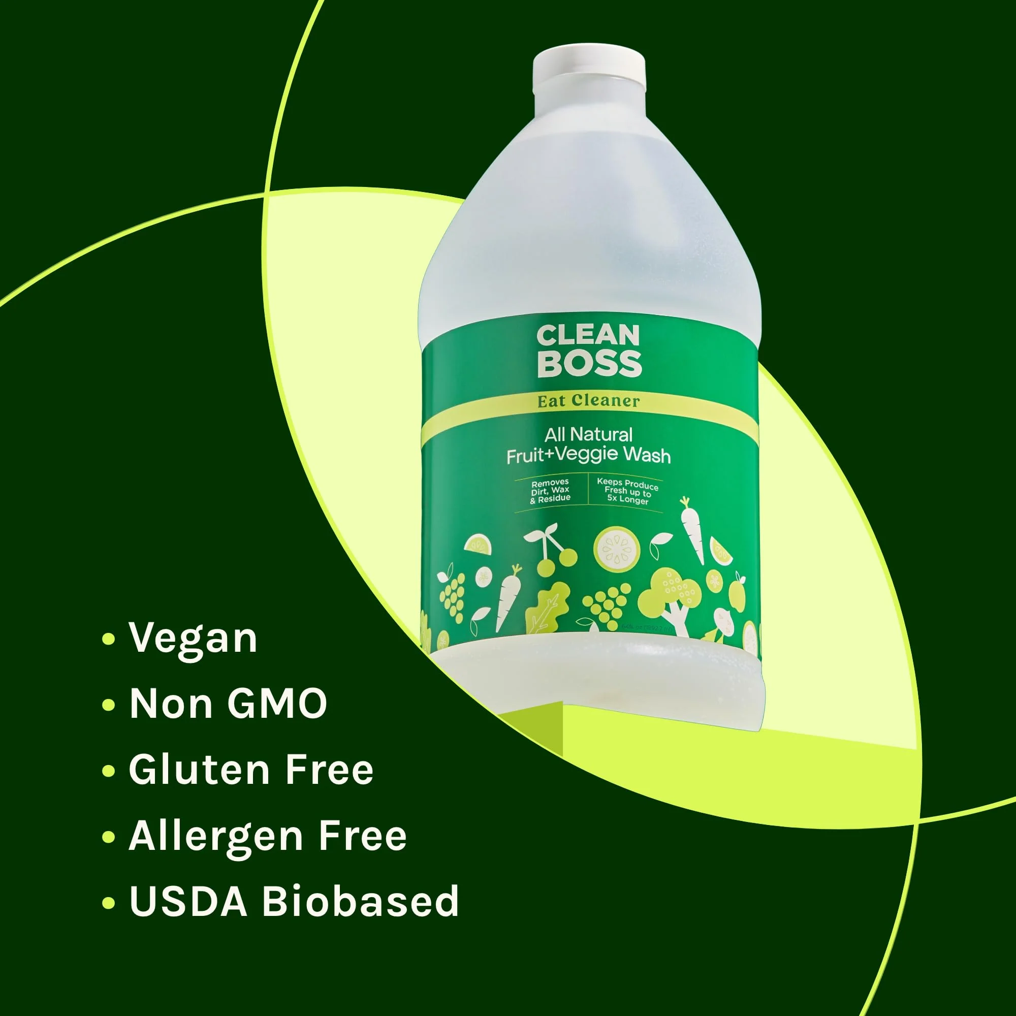 CleanBoss Eat Cleaner Triple-Action Fruit + Veggie Wash Refill - 64 oz - Removes Harmful Residue - Keeps Produce Fresh Up to 5X Longer - Vegan, Gluten Free - Image 2