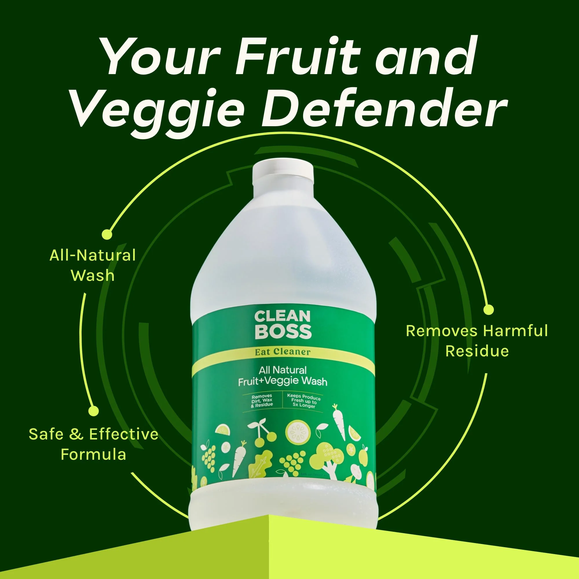 CleanBoss Eat Cleaner Triple-Action Fruit + Veggie Wash Refill - 64 oz - Removes Harmful Residue - Keeps Produce Fresh Up to 5X Longer - Vegan, Gluten Free - Image 7