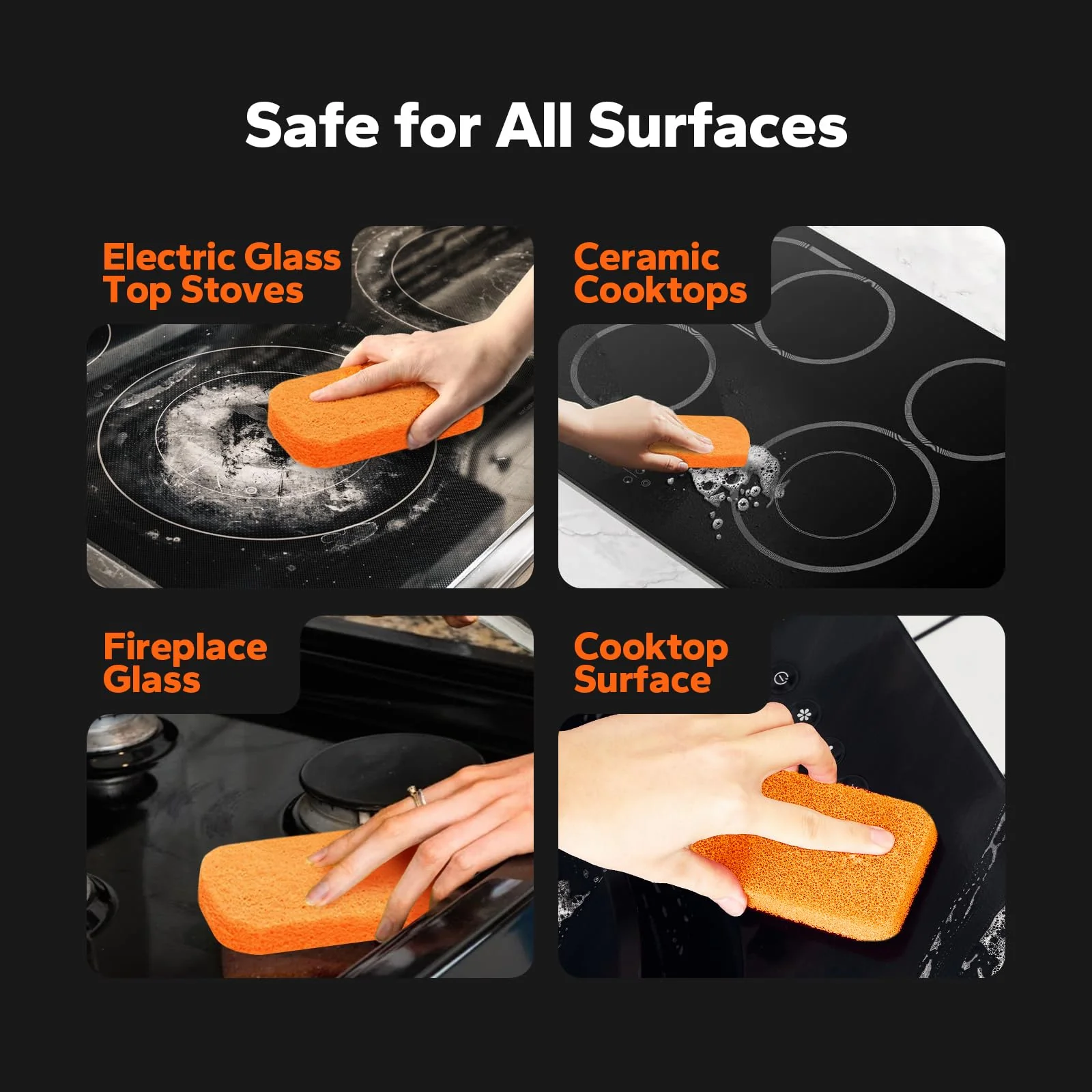 CleanCrown 3-in-1 Cooktop Cleaner Kit (19 Oz Cooktop Cleaner + Scrubbing Pad + Scraper), Stovetop Cleaner for Electric Top Stoves, Ceramic Cooktops & Fireplace Glass, Remove Burned on Food, Grease - Image 5