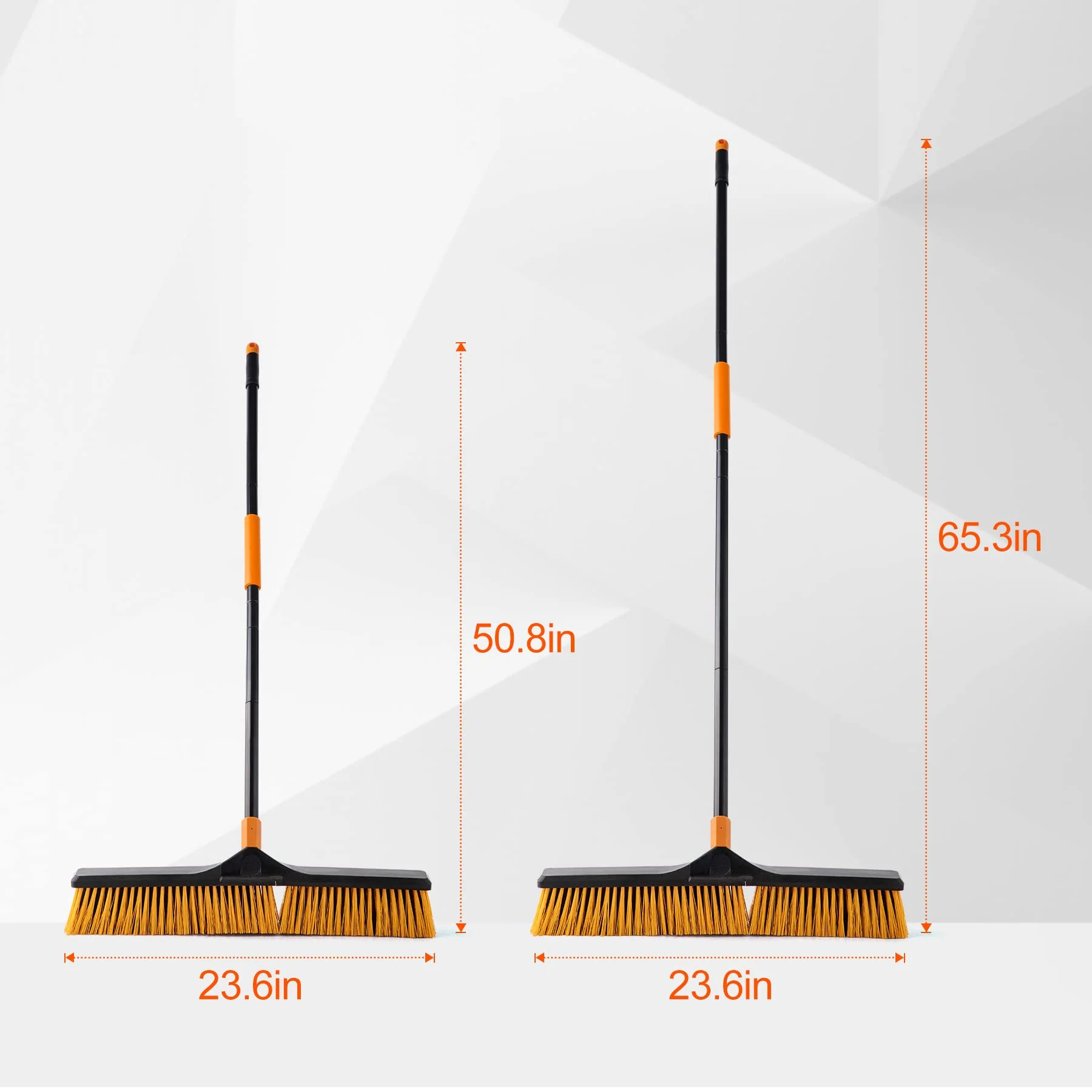 CLEANHOME 24”Push Broom Brush for Floor Cleaning with 65” Long Handle and Stiff Bristles, Heavy Duty Brush for Shop, Deck, Garage, Concrete,Indoor and Outdoor Broom 2 Set,Orange - Image 3