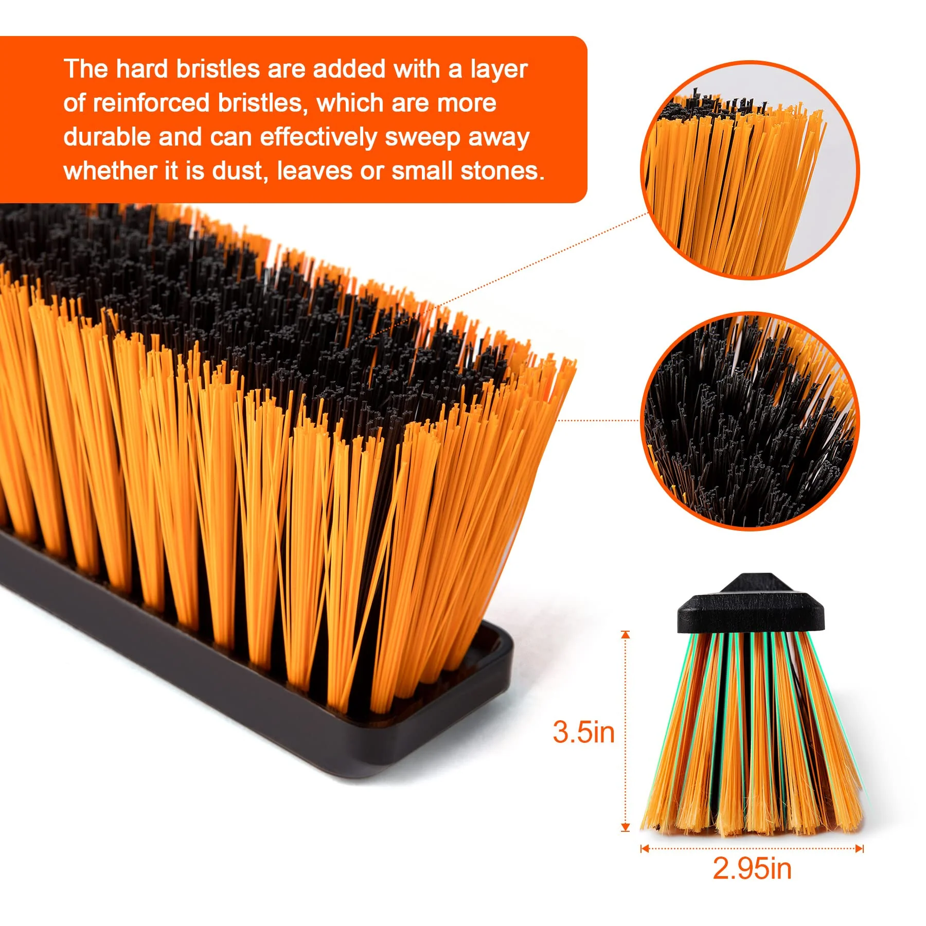 CLEANHOME 24”Push Broom Brush for Floor Cleaning with 65” Long Handle and Stiff Bristles, Heavy Duty Brush for Shop, Deck, Garage, Concrete,Indoor and Outdoor Broom 2 Set,Orange - Image 6