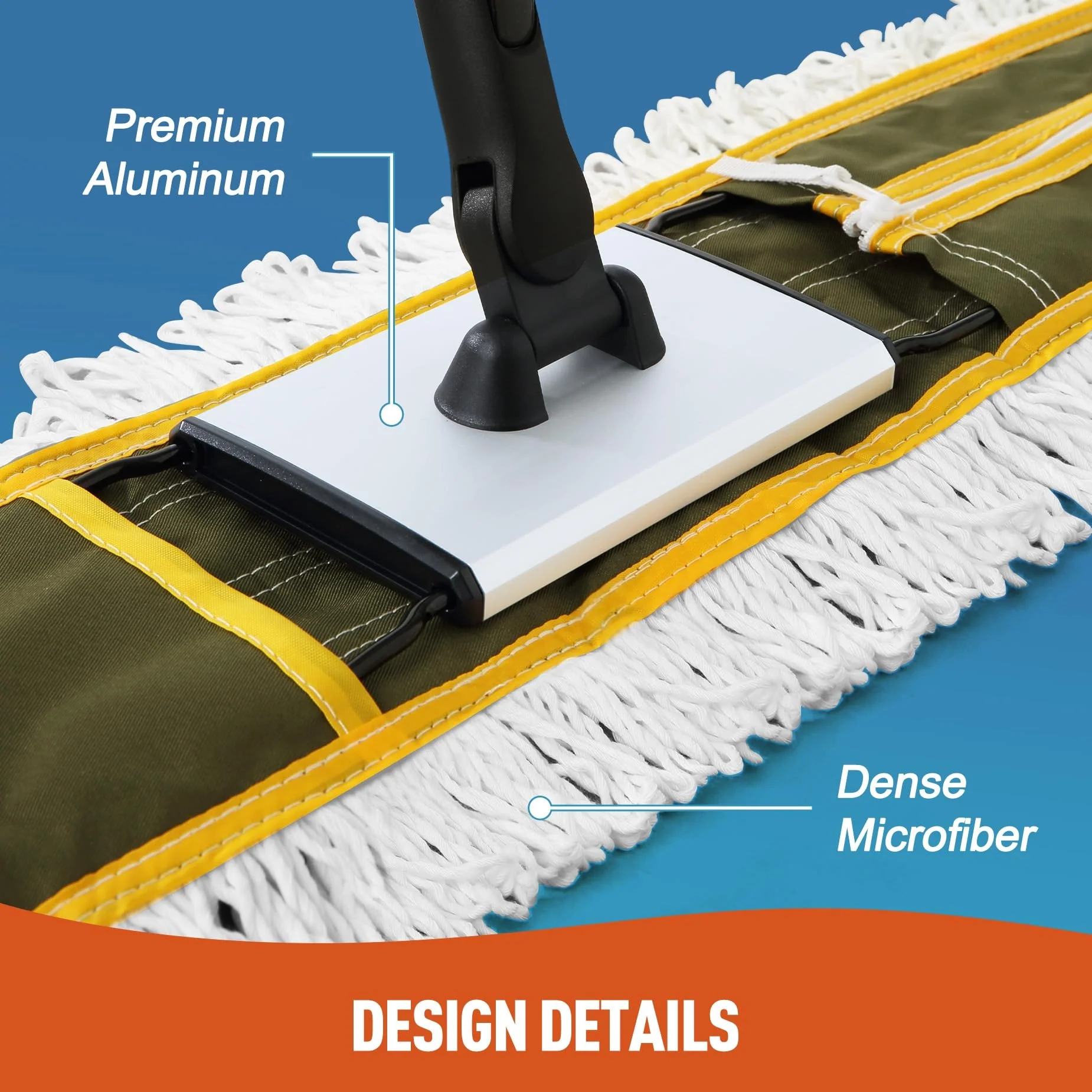 CLEANHOME 36" Commercial Dust Mops for Floor Cleaning Heavy Duty Floor Duster Mop with Long Handle Hotel Gym Household Cleaning Supplies for Hardwood, Tiles, Marble Floors (Green) - Image 5