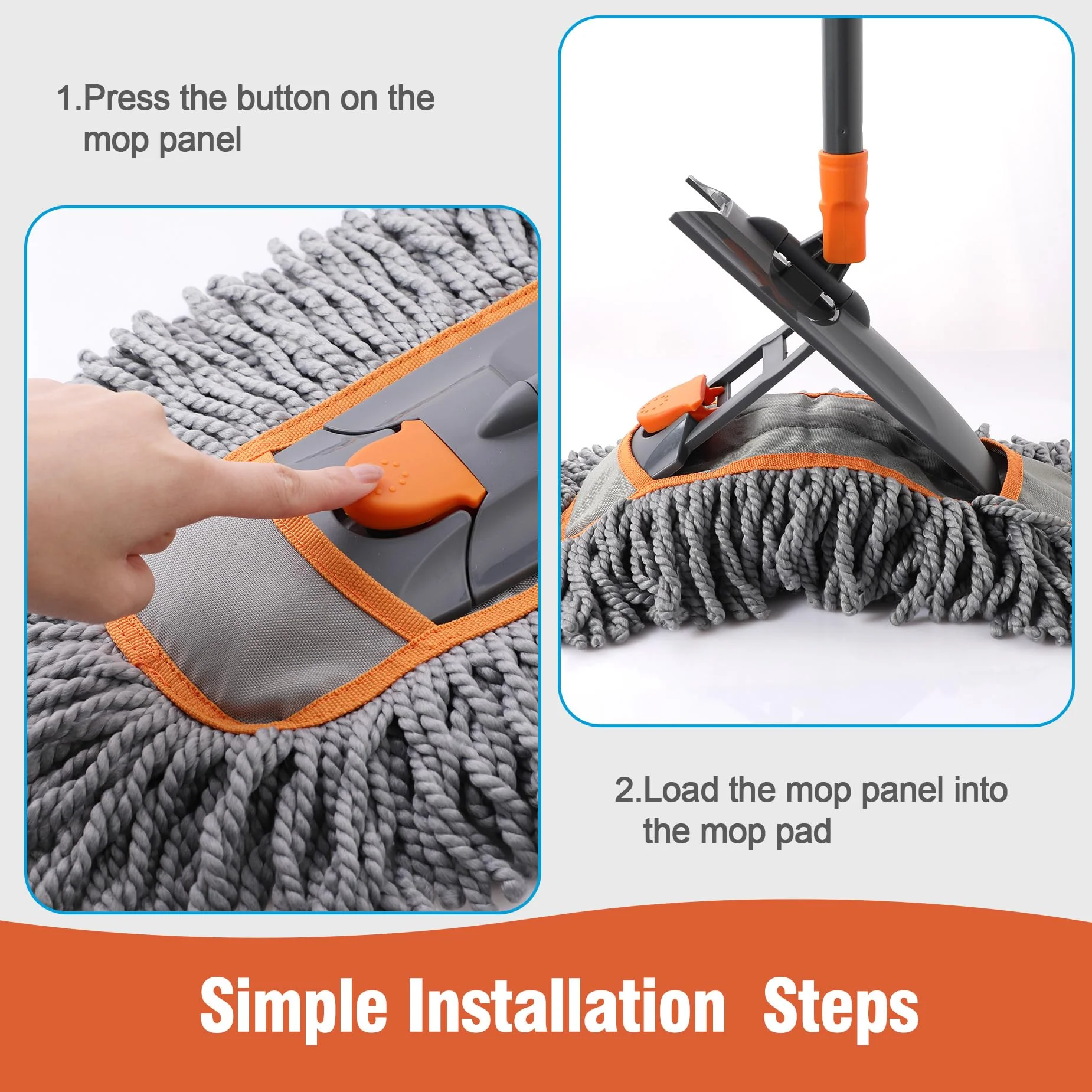 CLEANHOME Microfiber Dust Mop for Hardwood Floor Cleaning, Dry and Wet Baseboard and Floor Duster, Household Cleaning Tool for Kitchen, Bathroom - Image 3