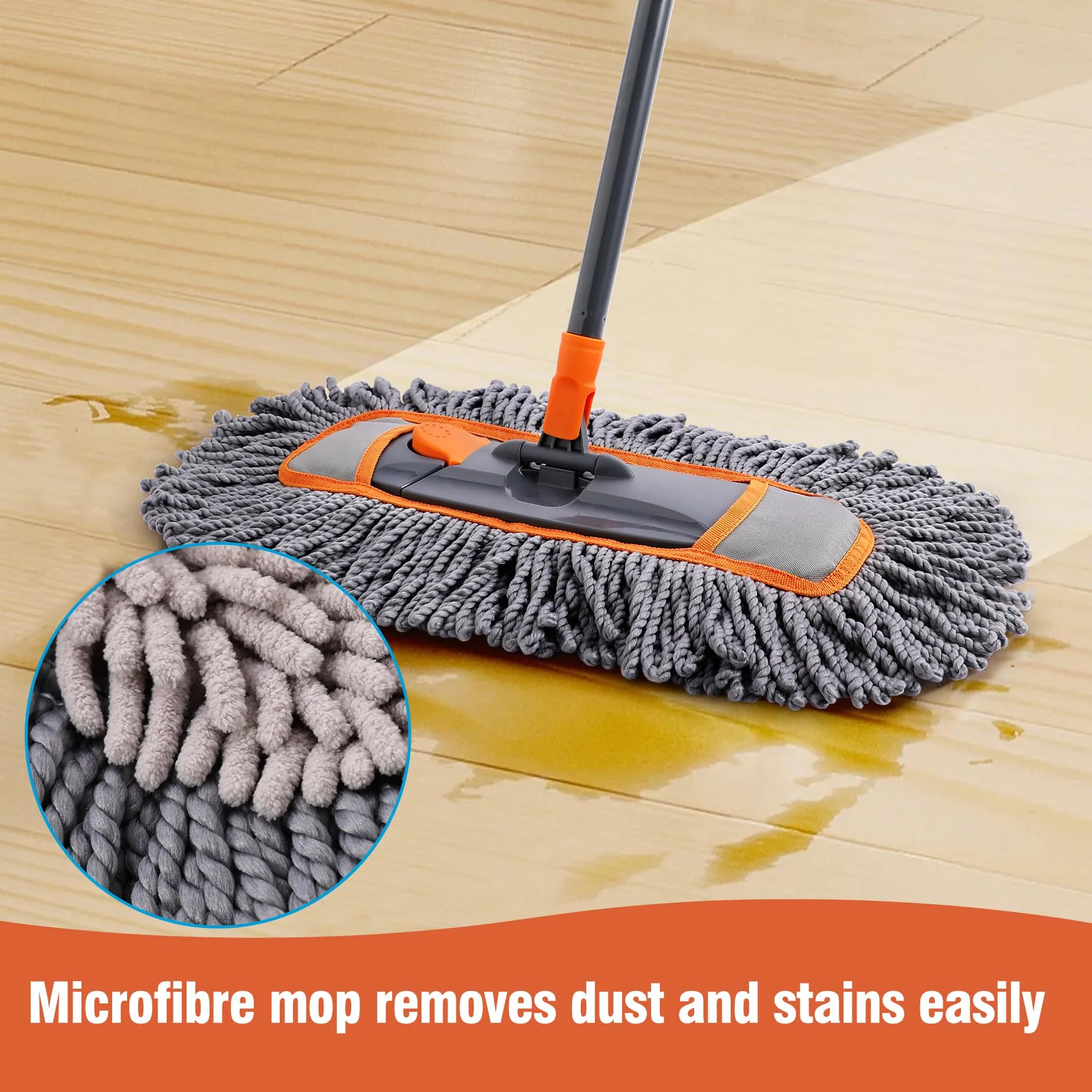 CLEANHOME Microfiber Dust Mop for Hardwood Floor Cleaning, Dry and Wet Baseboard and Floor Duster, Household Cleaning Tool for Kitchen, Bathroom - Image 5