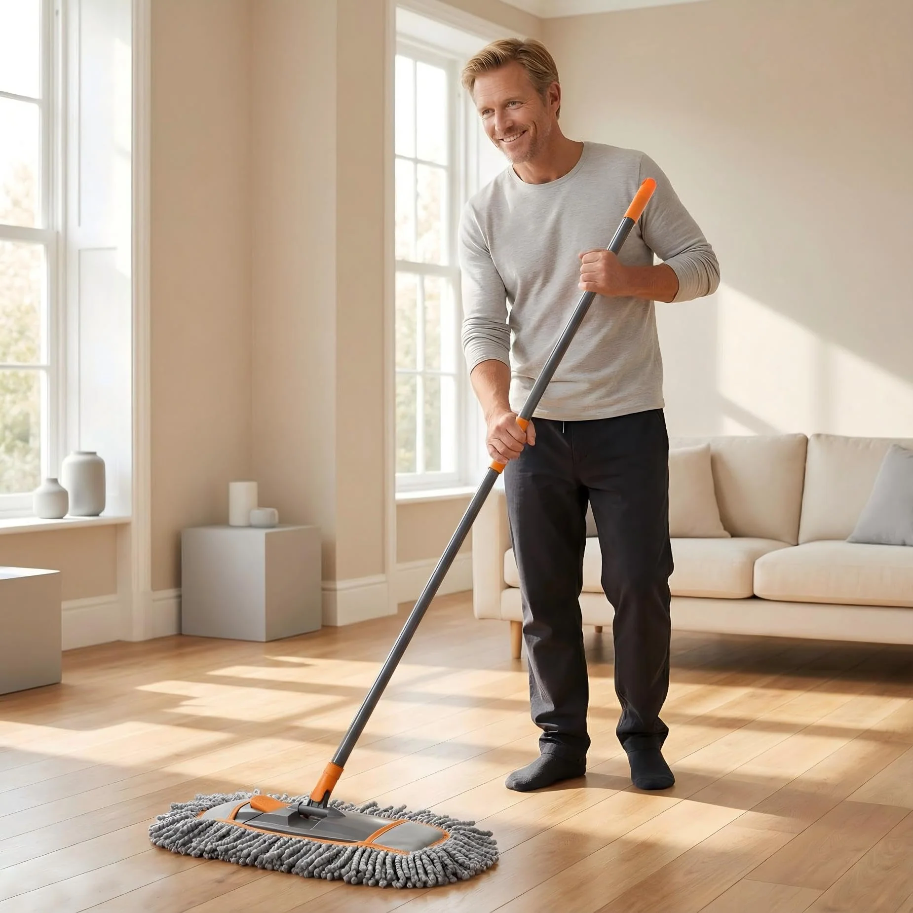 CLEANHOME Microfiber Dust Mop for Hardwood Floor Cleaning, Dry and Wet Baseboard and Floor Duster, Household Cleaning Tool for Kitchen, Bathroom - Image 7
