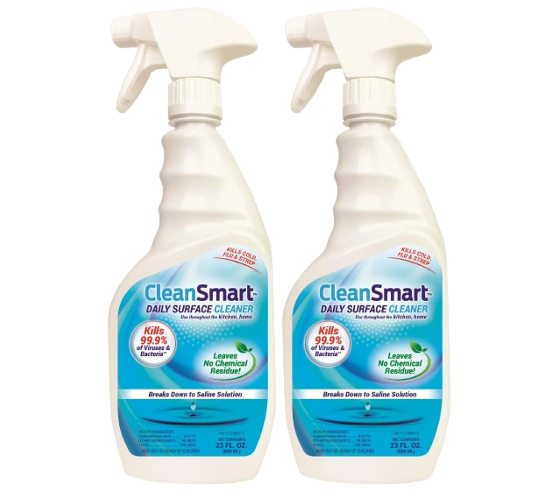 CleanSmart Daily Surface Cleaner and Pet-Safe Disinfectant, Kills 99.9% of Viruses, Bacteria, 23 ounce Bottle (Pack of 2)