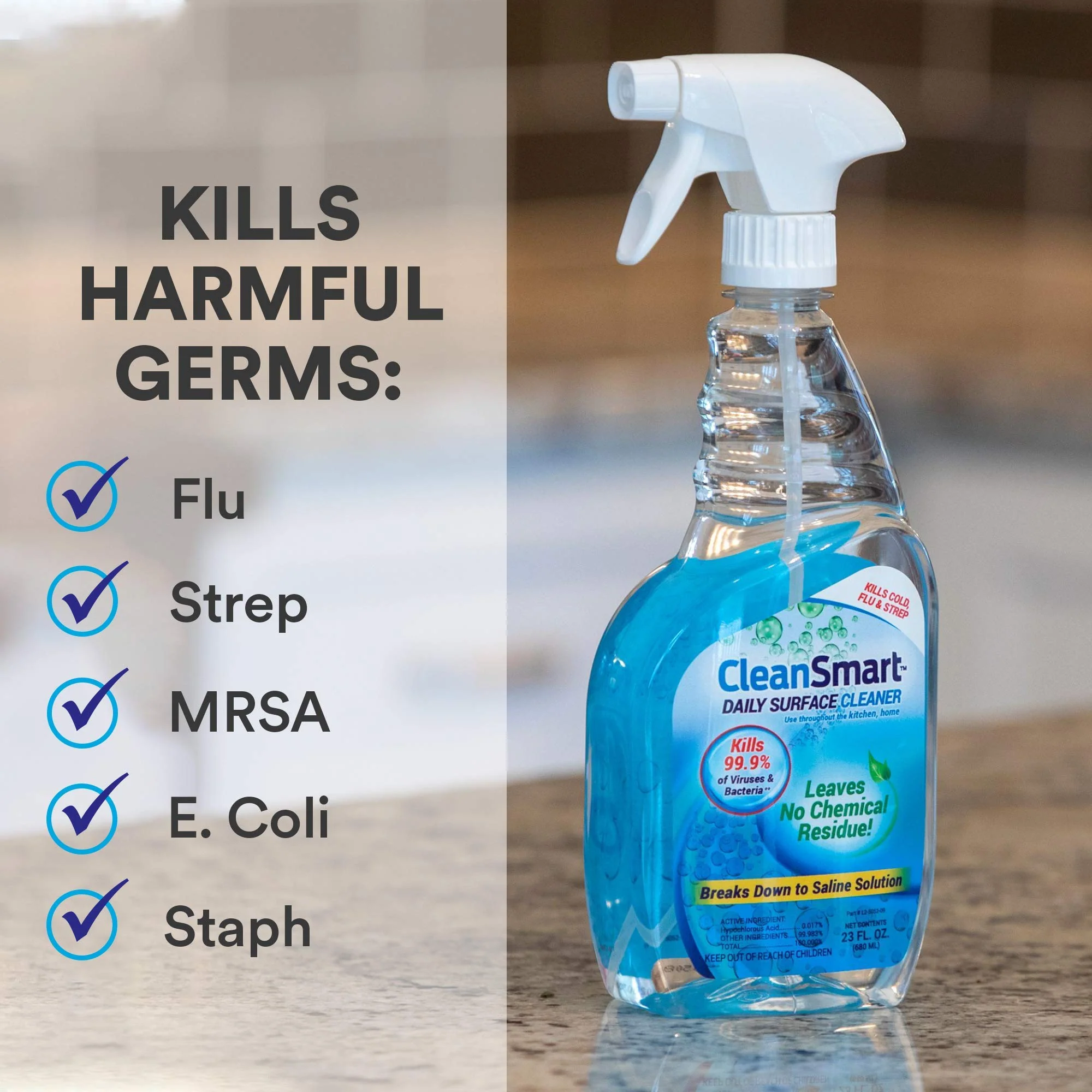 CleanSmart Daily Surface Cleaner and Pet-Safe Disinfectant, Kills 99.9% of Viruses, Bacteria, 23 ounce Bottle (Pack of 2) - Image 8