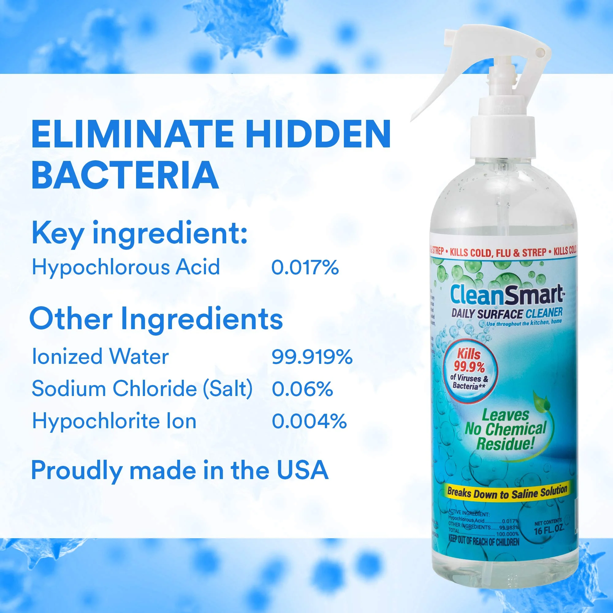CleanSmart Daily Surface Spray Disinfectant, Kills 99.9% of Viruses, Bacteria, Mold & Fungus, 16 oz Bottle (Pack of 3) - Image 7