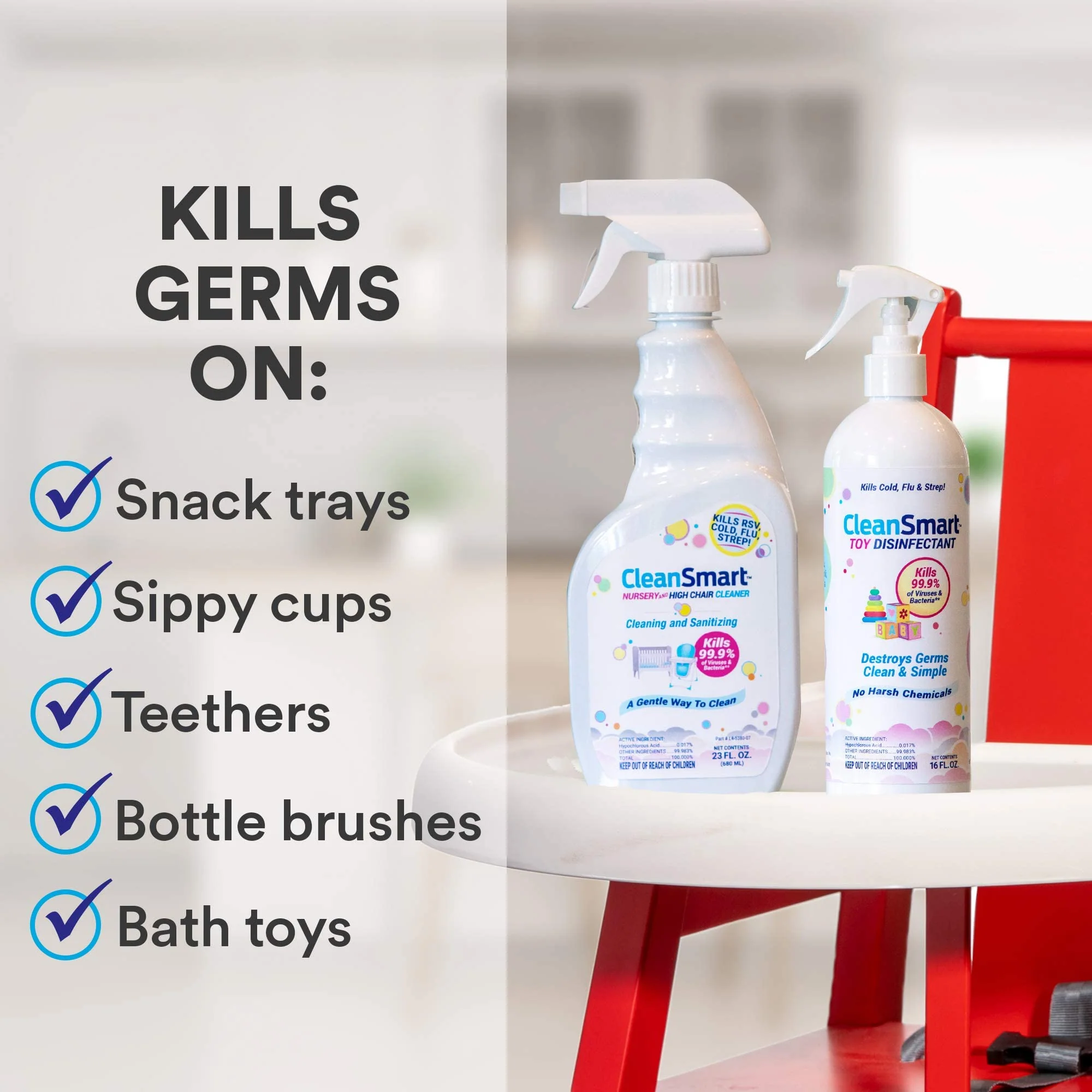 CleanSmart Toy Disinfectant Spray Kills 99.9% of Viruses and Bacteria, Rinse Free, 16 oz Bottle, (Pack of 2) - Image 9