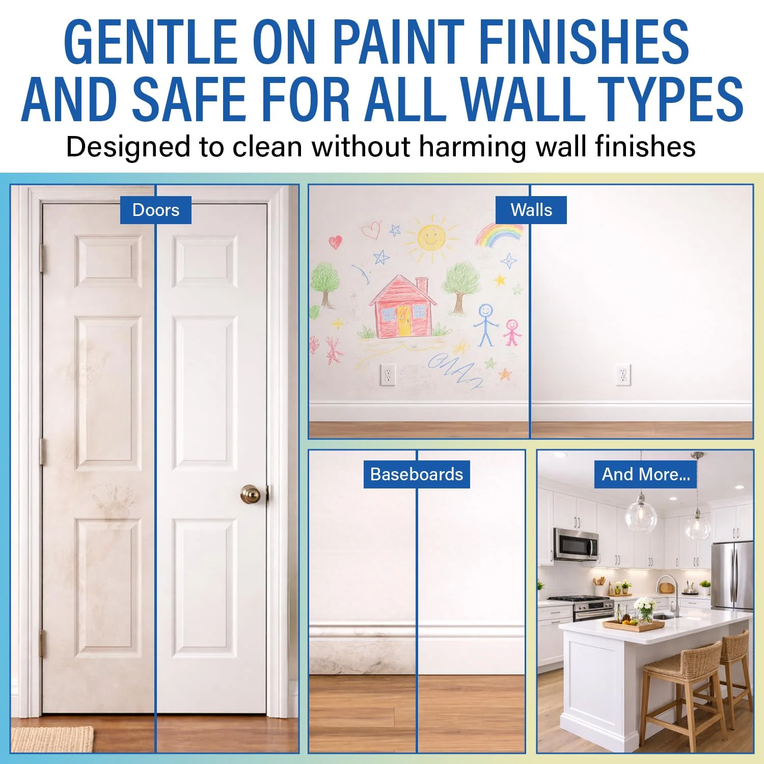 CleanWall Wall, Door & Baseboard Cleaner Spray – 32 oz Multi-Surface Formula Safe for Painted Walls – Made in USA – Family-Friendly – Tackles Everyday Kid Messes like Handprints, Smudges & Crayon - Image 7