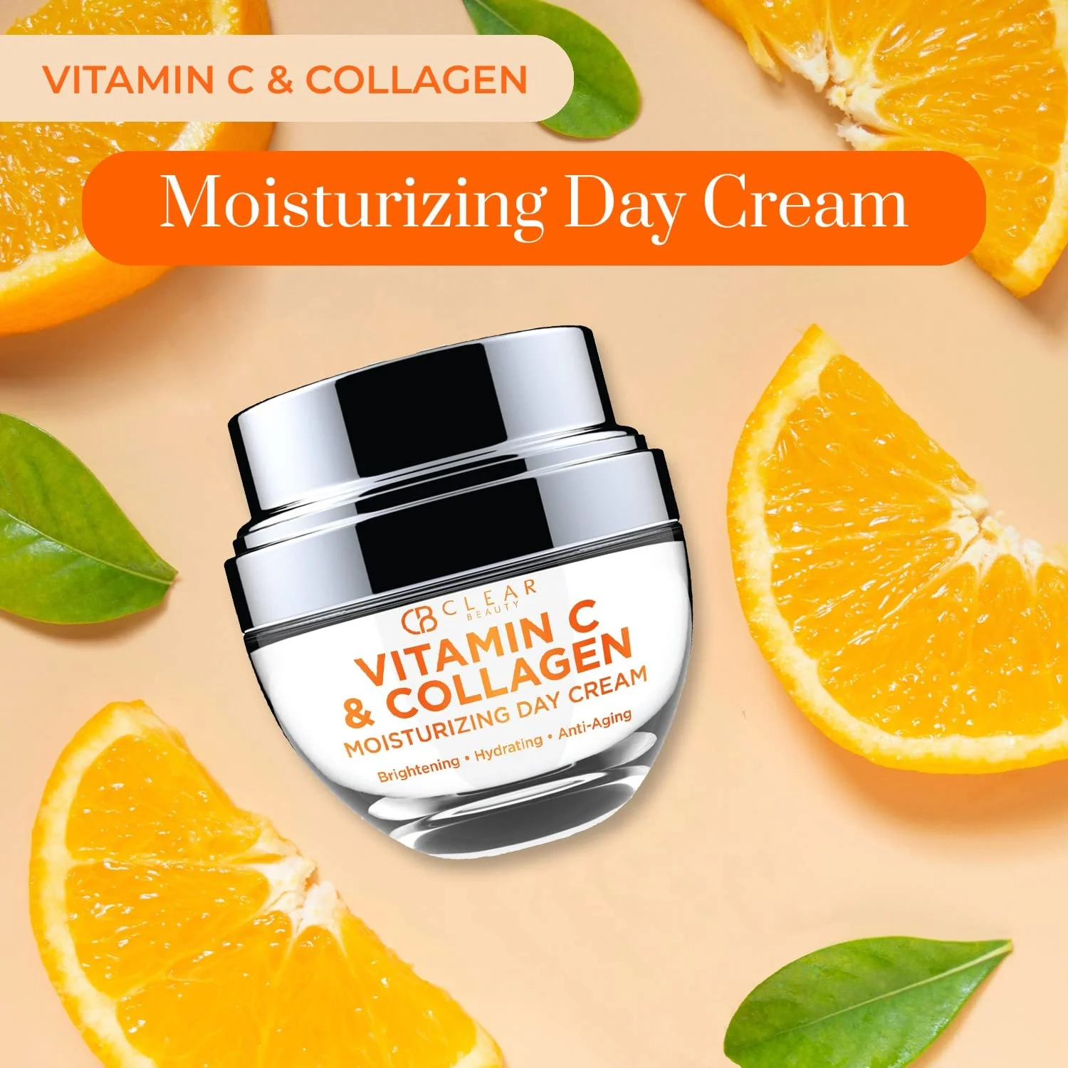 Clear Beauty Vitamin C & Collagen Face Moisturizer - Hydrating Anti Aging Day & Night Cream - Firms Smooths & Evens Skin Tone - Dermatologist Tested, Korean Skin Care Set, Clean Beauty - Duo Pack - Image 2