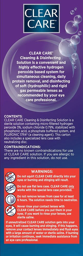 CLEAR CARE Cleaning & Disinfecting Contact Lens Solution, 12 fl oz, Twin Pack, For Soft & RGP Lenses, No Rubbing, Preservative-Free, Included Lens Case, Deep Cleans and Removes Deposits - Image 5
