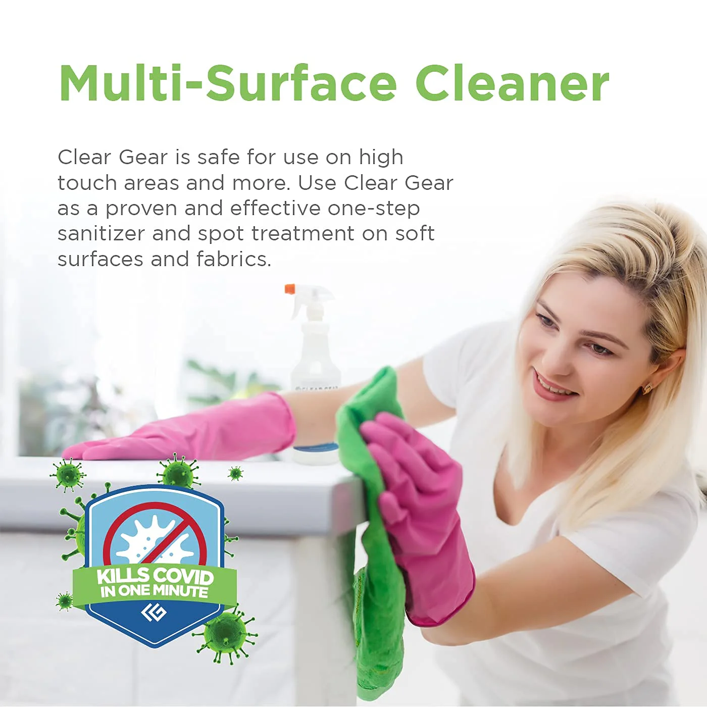 Clear Gear - Disinfectant, Cleaner, and Deodorizer for Sports Equipment, Gyms, and Fitness Centers - EPA-Registered, Hospital Grade, Made in USA - 1 Gallon Bottle - Image 2