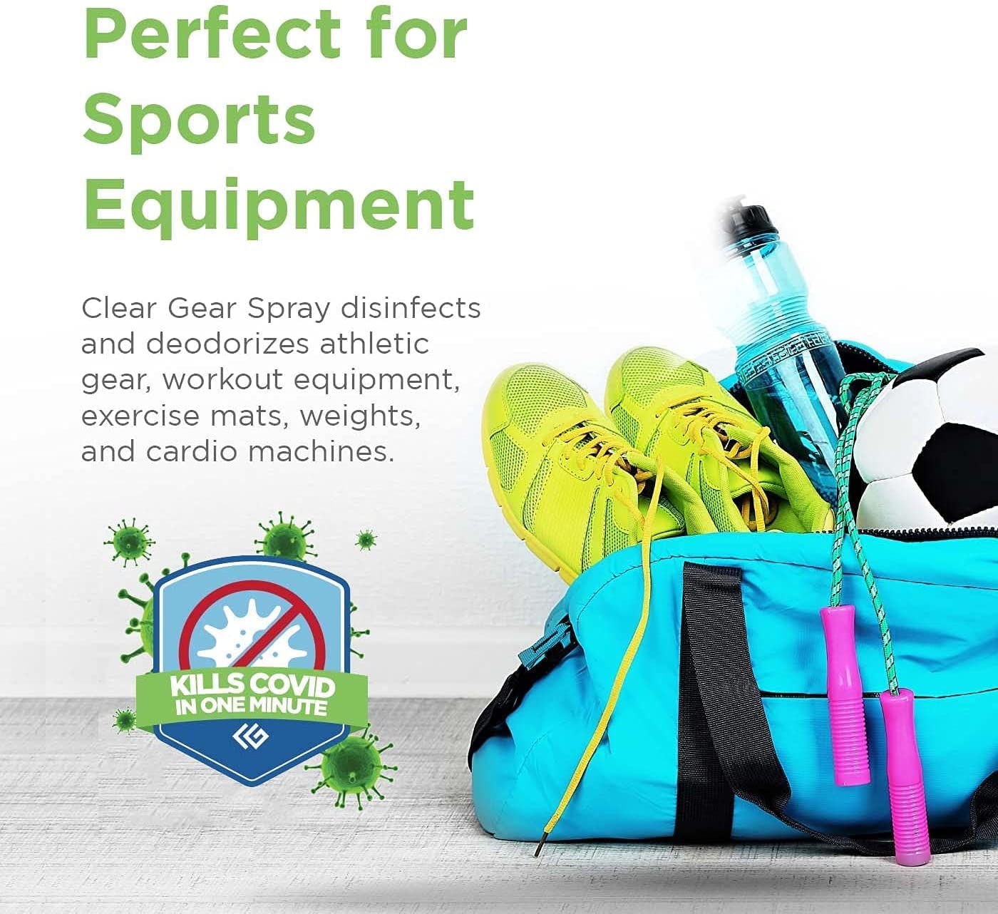 Clear Gear Disinfectant Cleaner, and Deodorizer For Sports Equipment, Gyms, and Fitness Centers - EPA-Registered, Hospital Grade, Made in USA - 1-Pack of 32 Oz Bottle Disinfecting Spray - Image 5