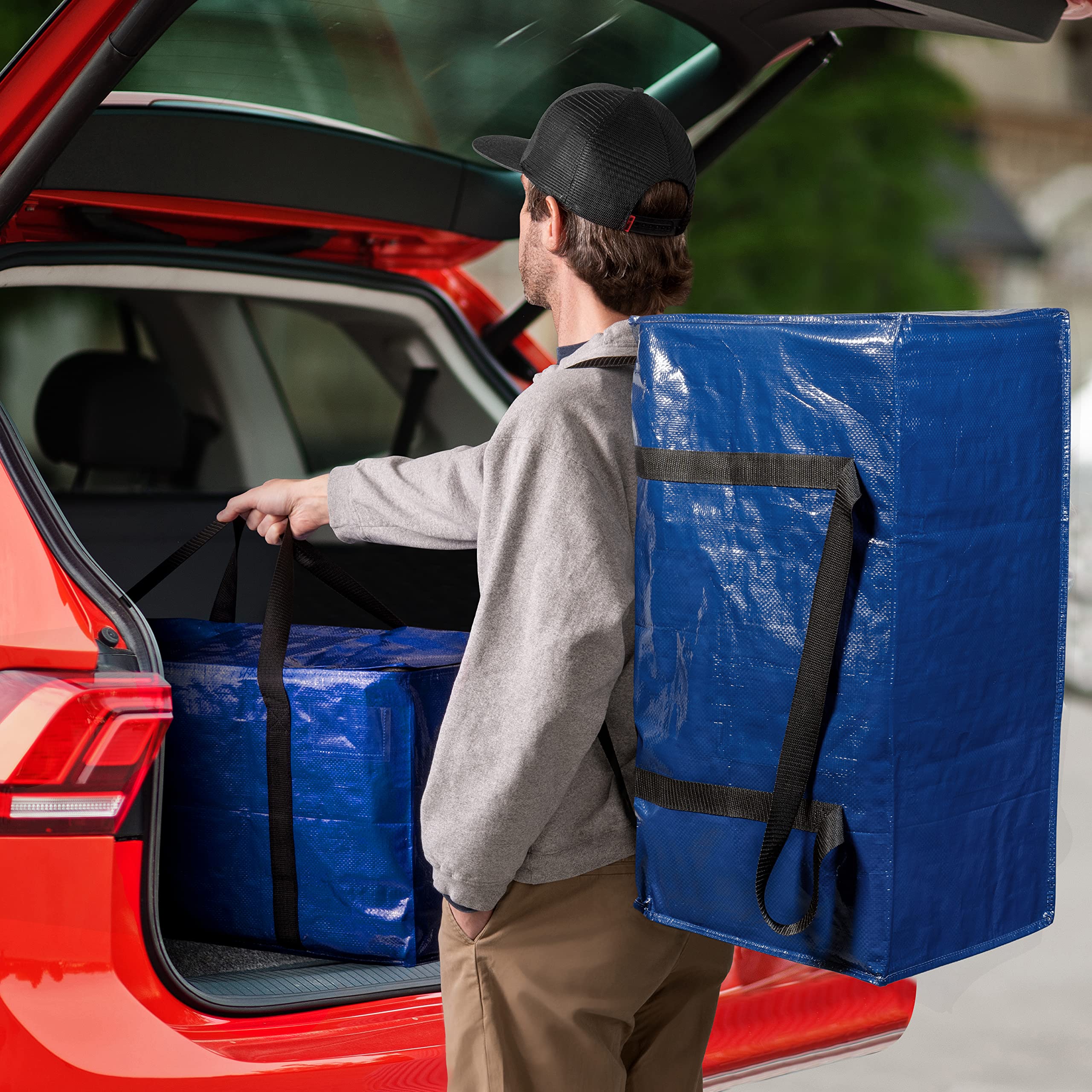 ClearSpace Heavy Duty Large Moving Bags or Storage Bags – Clear Storage Bins with Lids, Large Moving Boxes with Backpack Straps & Zippers – Packing Bags & Moving Supplies for College Dorm, 6 Pack - Image 2