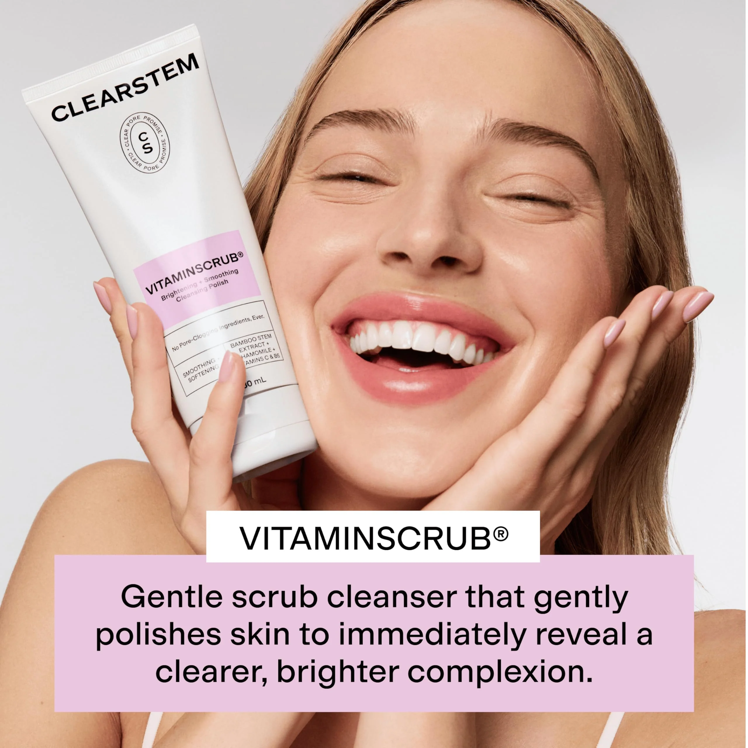 CLEARSTEM - VITAMINSCRUB - Antioxidant-Infused Scrub Cleanser - Exfoliating Face Wash + Body Scrub - Vitamin C, Hemp, Bamboo - Skin Care Products - Gluten Free, Cruelty Free - 6 fl oz / 180ml - Image 6