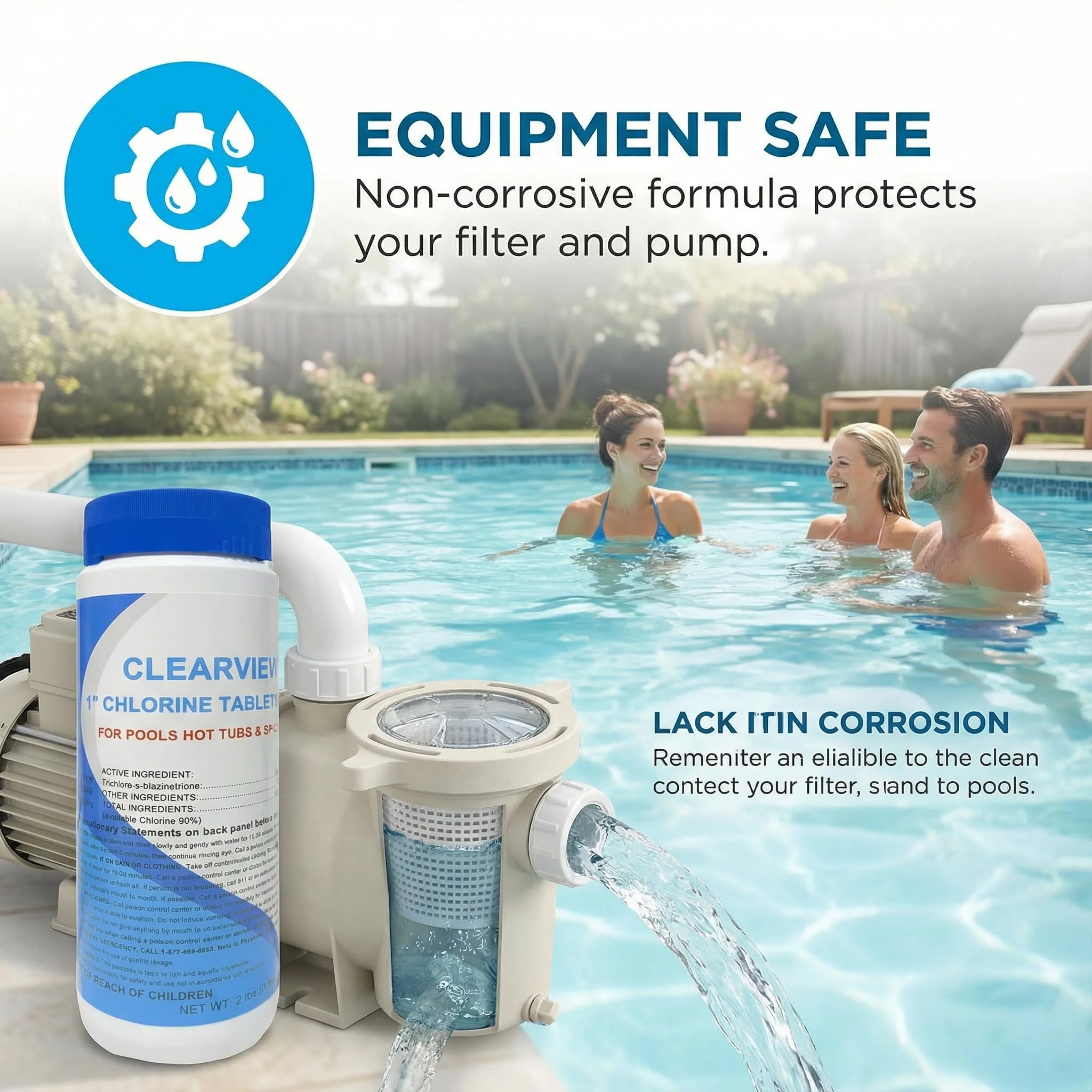 ClearView Stabilized Chlorine Tablets 1 Inch 2 Lbs for Pools, Slow-Dissolving 1" Chlorinating Tablets Sanitizer for Spas and Hot Tubs - Image 4