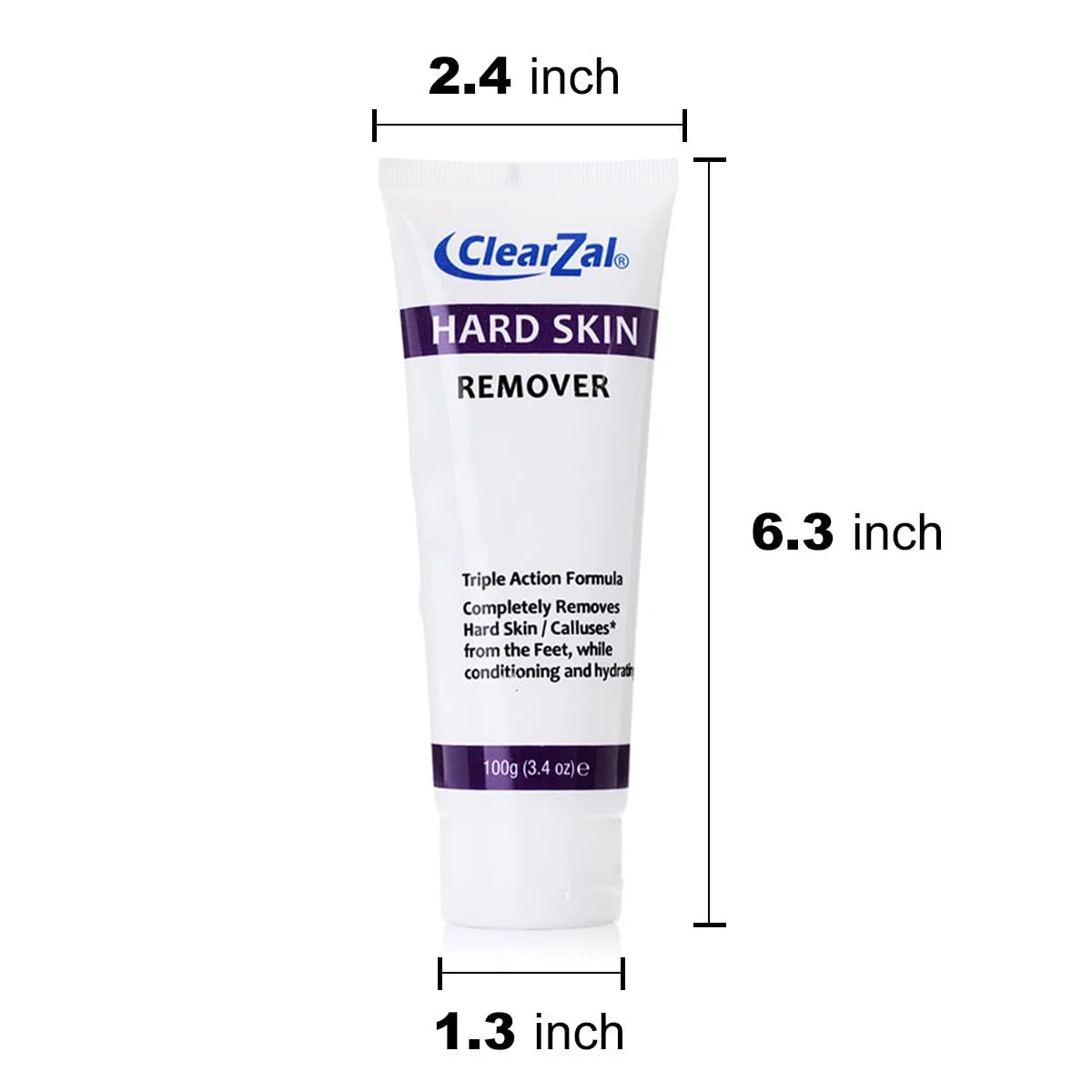 Clearzal Foot Cream For Hard Skin, Helps Calluses and Corn Removal While Leaving Soft Smooth Skin, Hydrating and Conditioning Triple Action Formula With Aloe Vera, 3.4 Ounce Tube