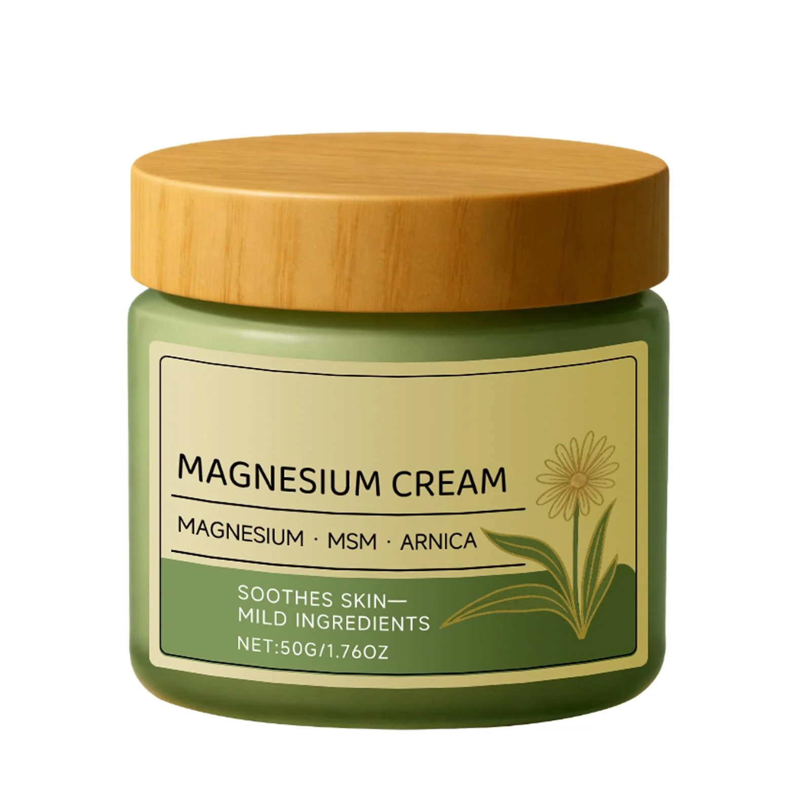 CleJoy Magnesium Cream with MSM & Arnica - 50g/1.76oz, Mild Ingredients for Skin Soothing, Daily Body Care Cream