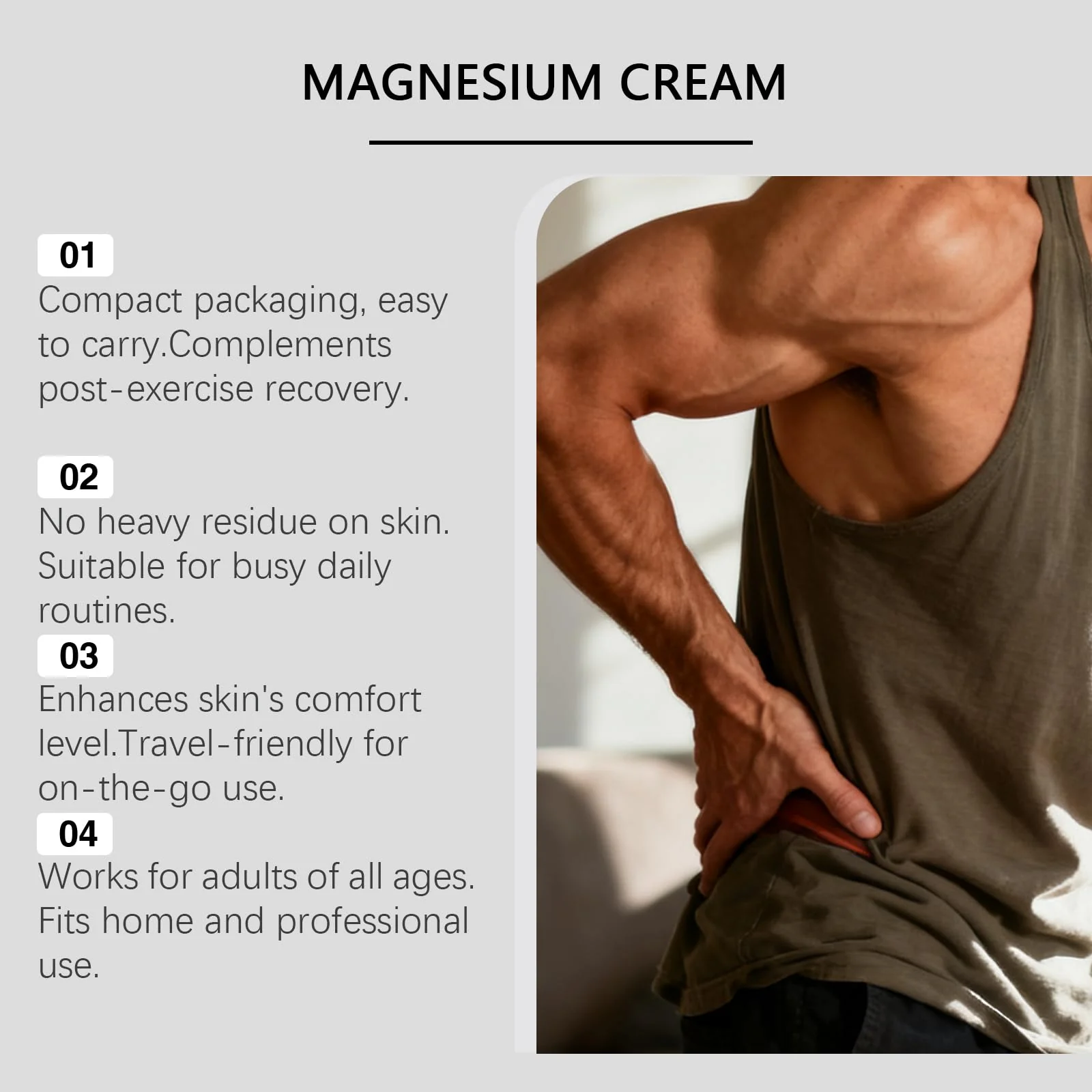 CleJoy Magnesium Cream with MSM & Arnica - 50g/1.76oz, Mild Ingredients for Skin Soothing, Daily Body Care Cream - Image 5