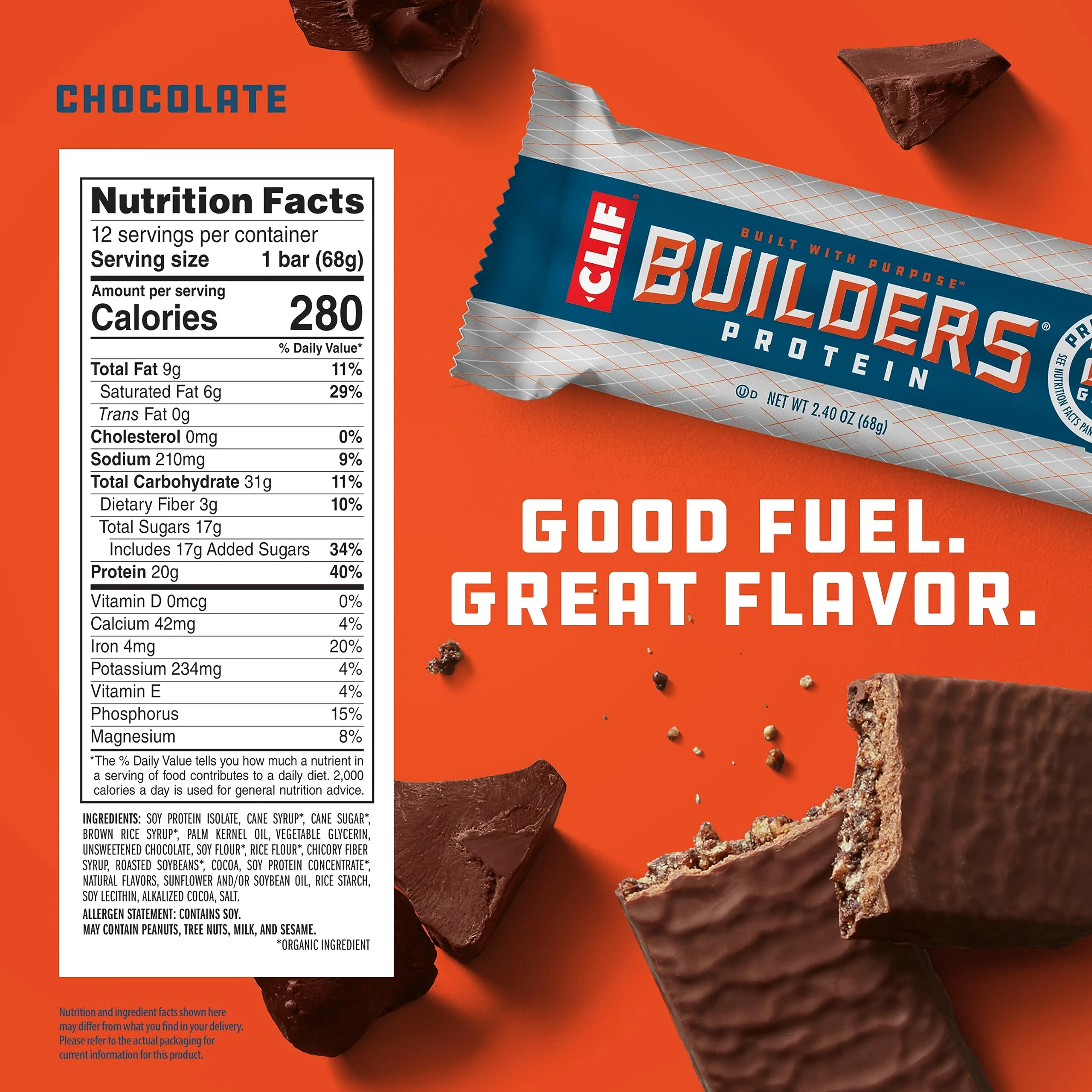 CLIF Builders - Chocolate Flavor - Protein Bars - Gluten-Free - Non-GMO - Low Glycemic - 20g Protein - 2.4 oz. (12 Count) (Pack of 2) - Image 6