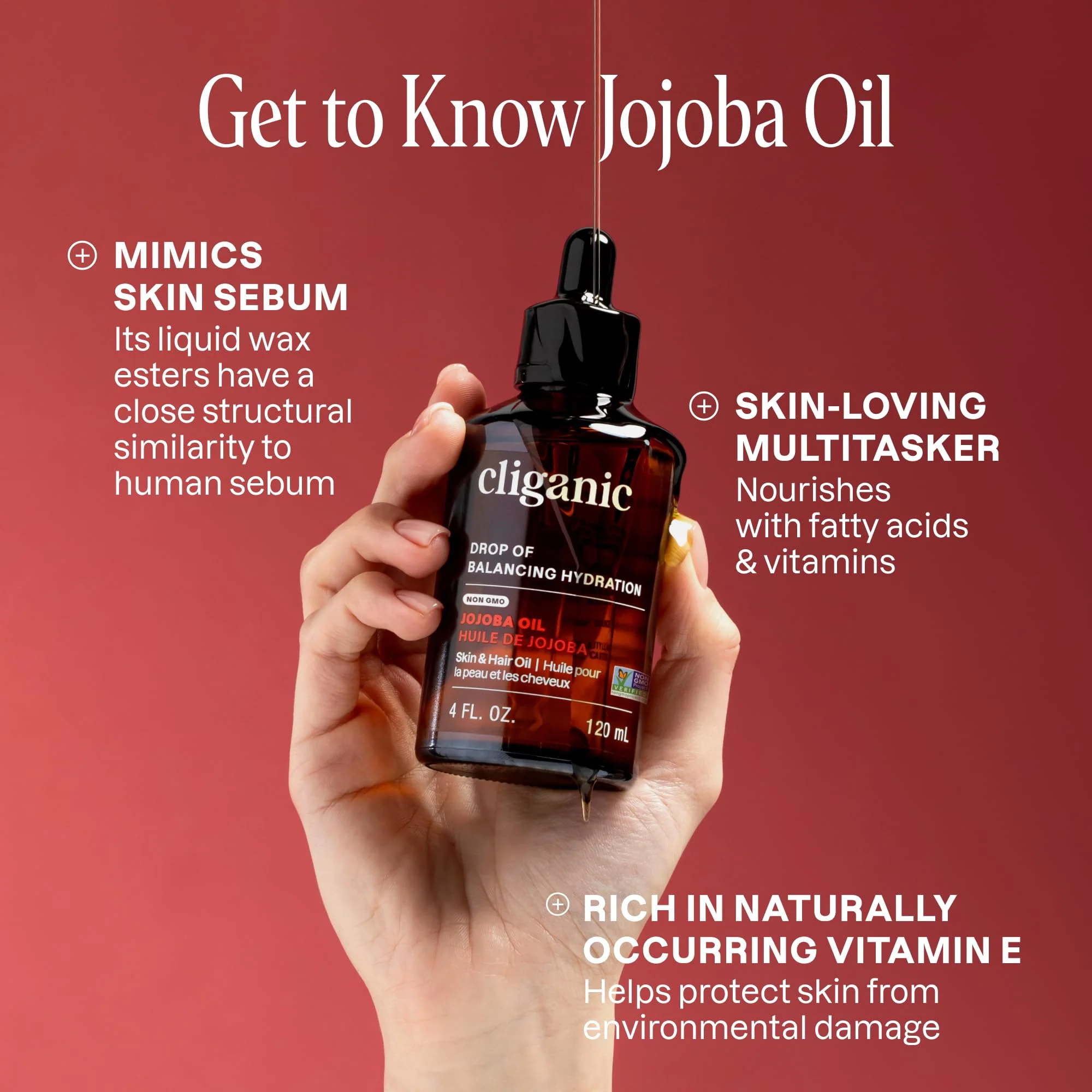 Cliganic Non-GMO Jojoba Oil Bulk 32oz, 100% Pure - Natural Cold Pressed Unrefined Hexane Free Oil for Hair & Face - Image 6