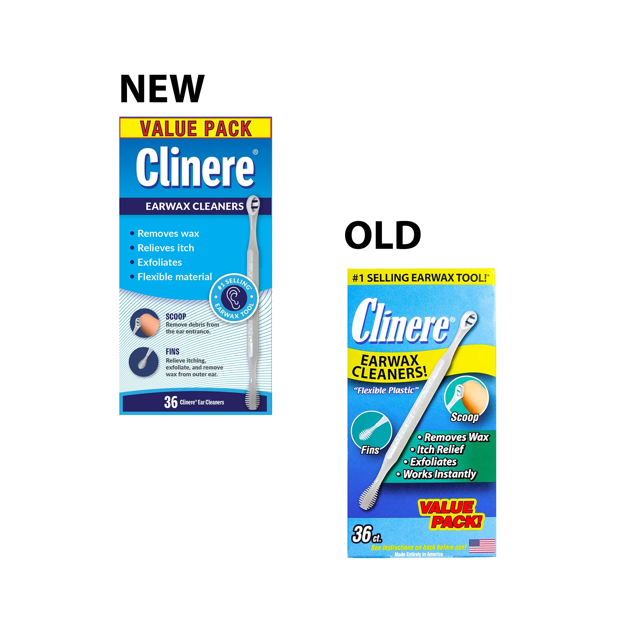 Clinere Ear Cleaners, Gentle Canal Cleaning and Ear Wax Removal Tool, Itch Relief, Exfoliates, 36 Count (Pack of 2) - Image 2