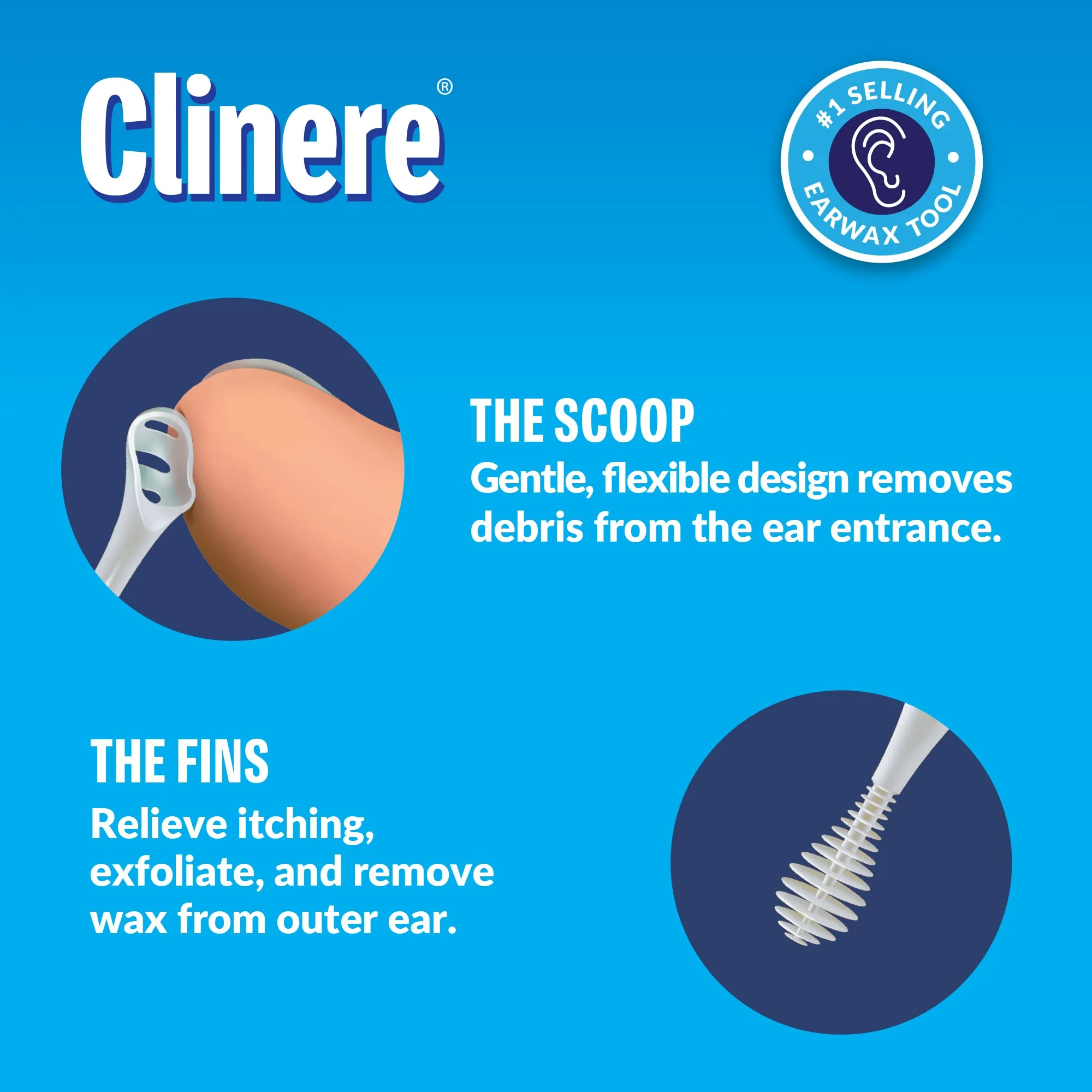 Clinere Ear Cleaners, Gentle Canal Cleaning and Ear Wax Removal Tool, Itch Relief, Exfoliates, 36 Count (Pack of 2) - Image 3