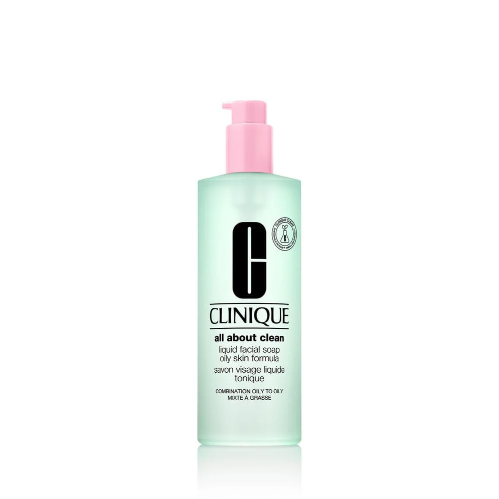 Clinique 3-Step All About Clean Liquid Facial Cleanser Soap | Face Wash For Oily Skin| Skin Type 4, 13.5 Fl Oz