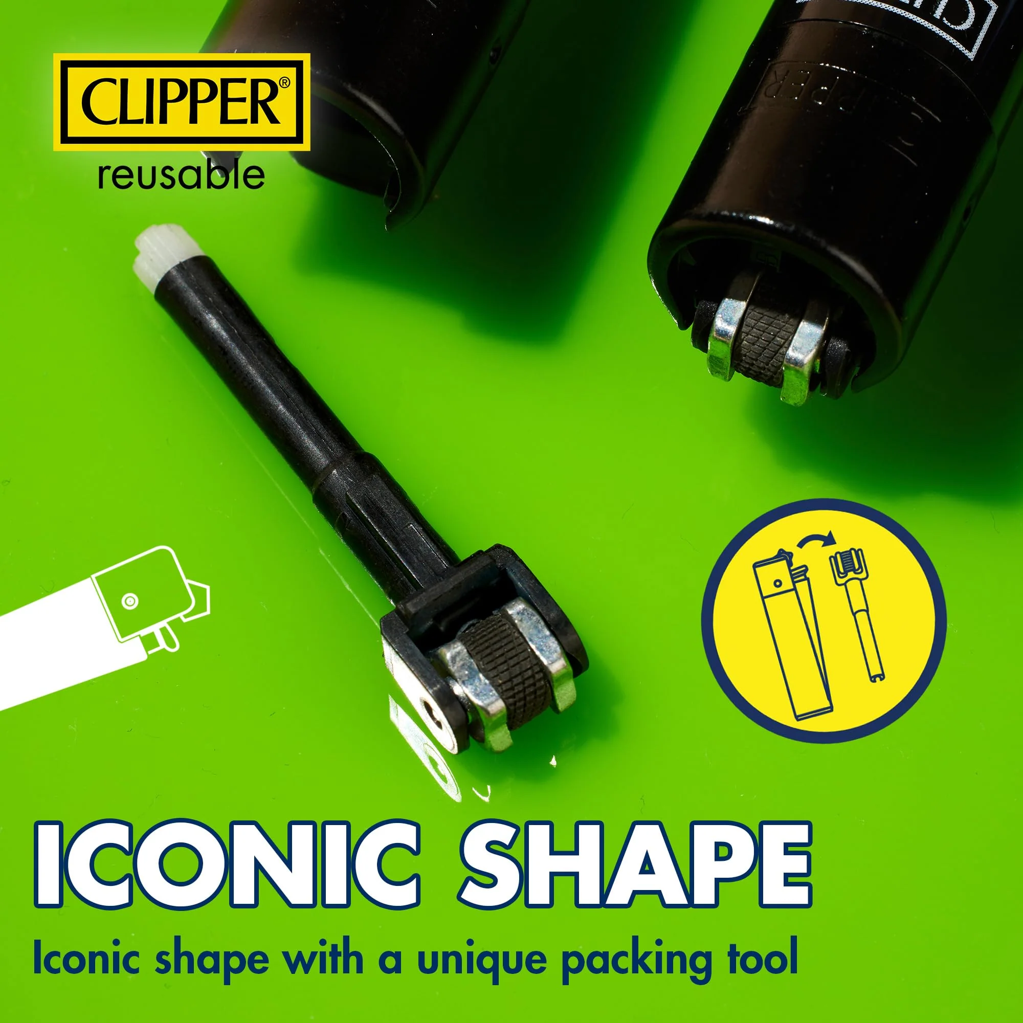 Clipper - Classic Large Reusable Lighter - Iconic Premium Refillable Lighters Bulk Pack - Replace Butane, Flint, and Spark Wheel for Unlimited Lights - 48 Pack - Zig-Zag Design - Image 2