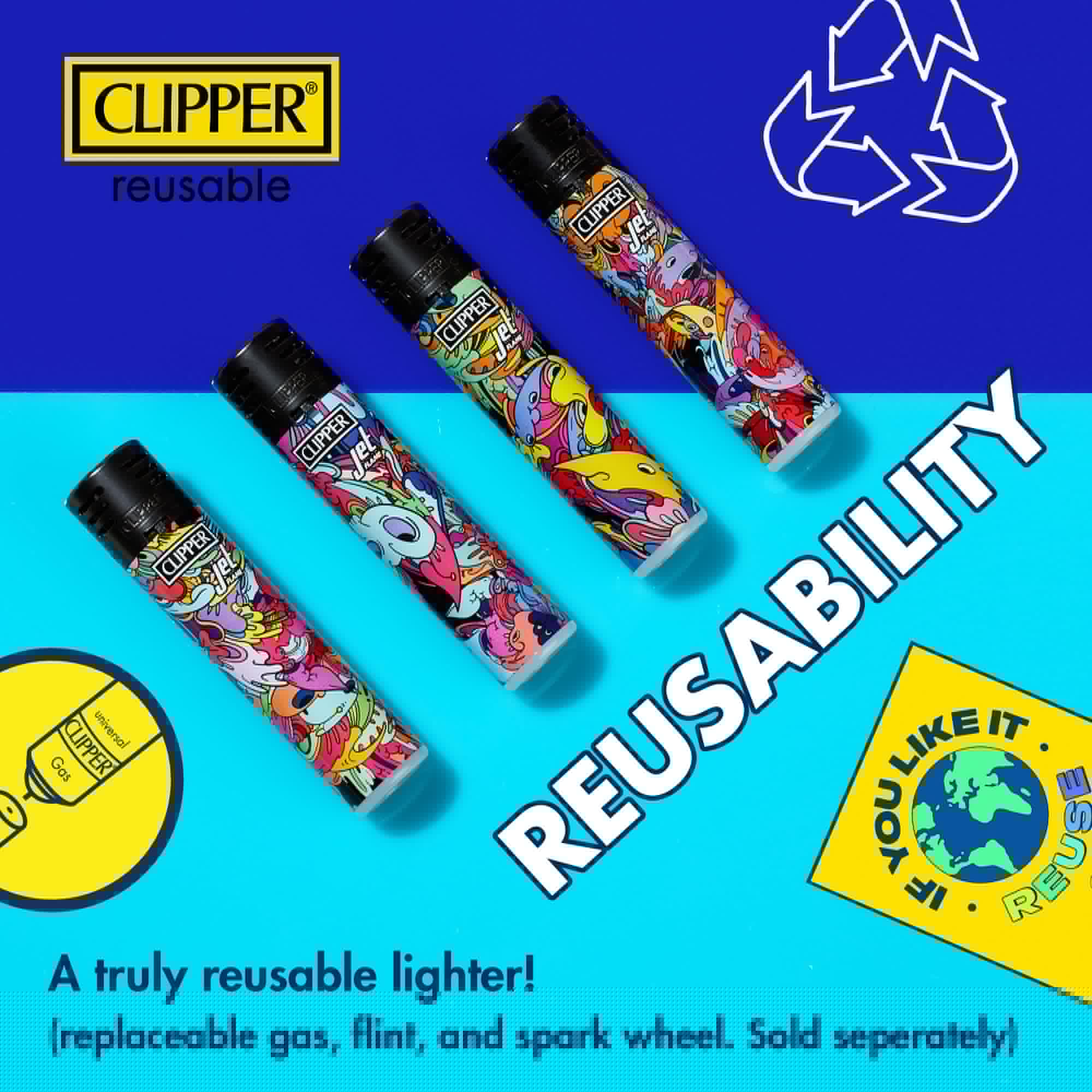 Clipper - Classic Large Reusable Lighter - Iconic Premium Refillable Lighters Bulk Pack - Replace Butane, Flint, and Spark Wheel for Unlimited Lights - 48 Pack - Zig-Zag Design - Image 5