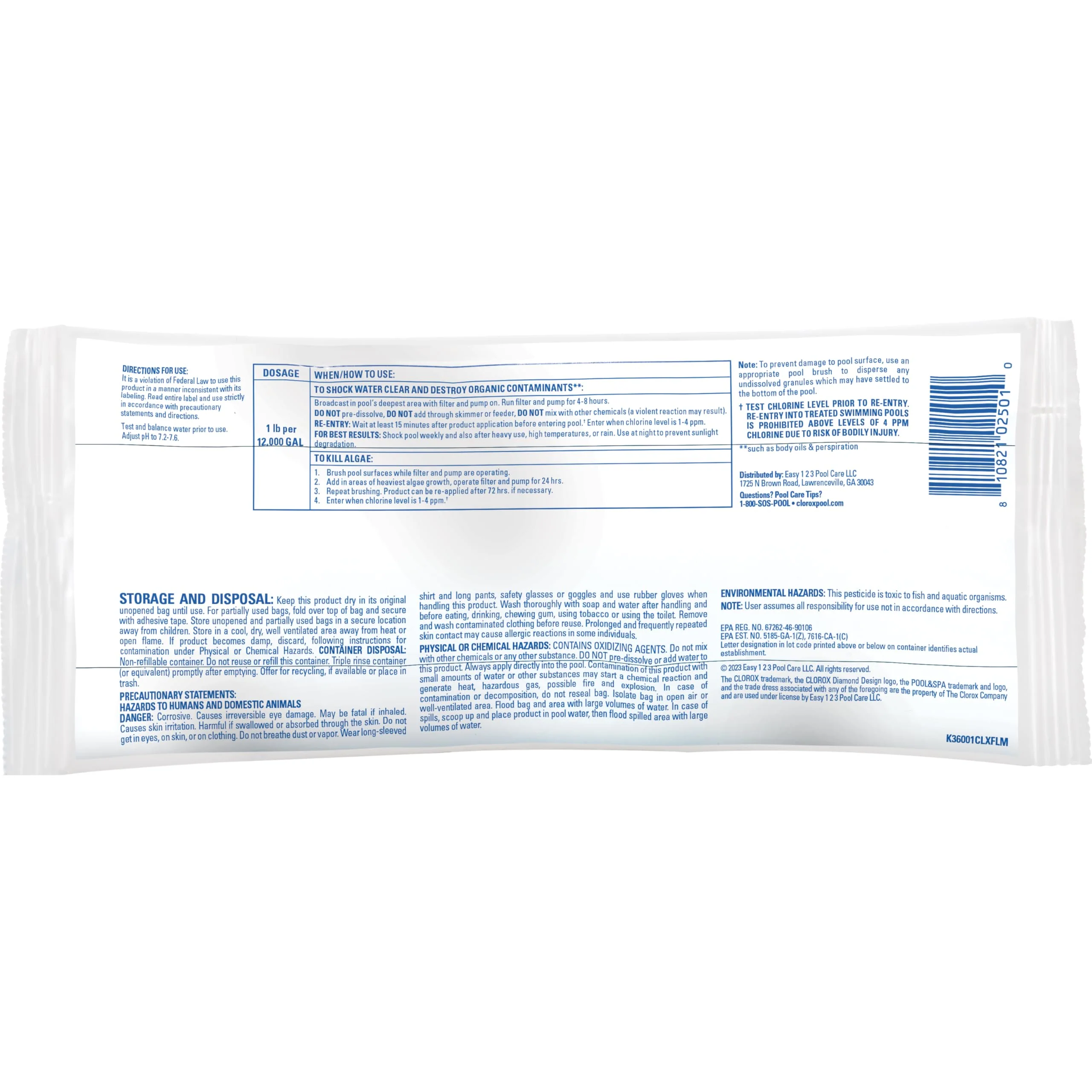 Clorox® Pool&Spa™ Shock XTRABLUE® Plus, Kills Bacteria & Algae in Swimming Pools, Swim-Ready in 15 Minutes, (36-Pack) - Image 2