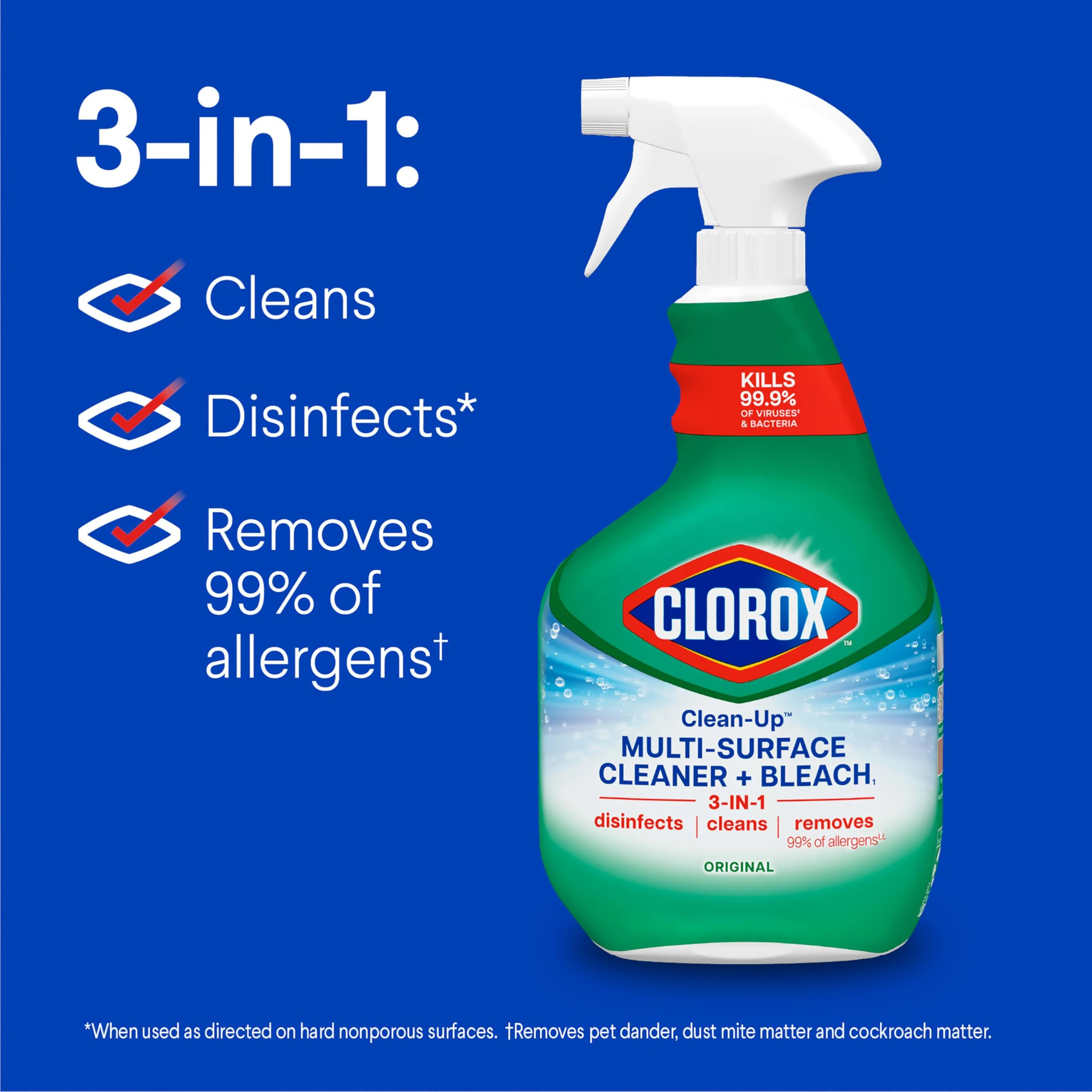 Clorox Clean-Up Multi-Surface Cleaner with Bleach, Original, Spray Bottle, 32 Fl Oz., Pack of 3 - Image 11